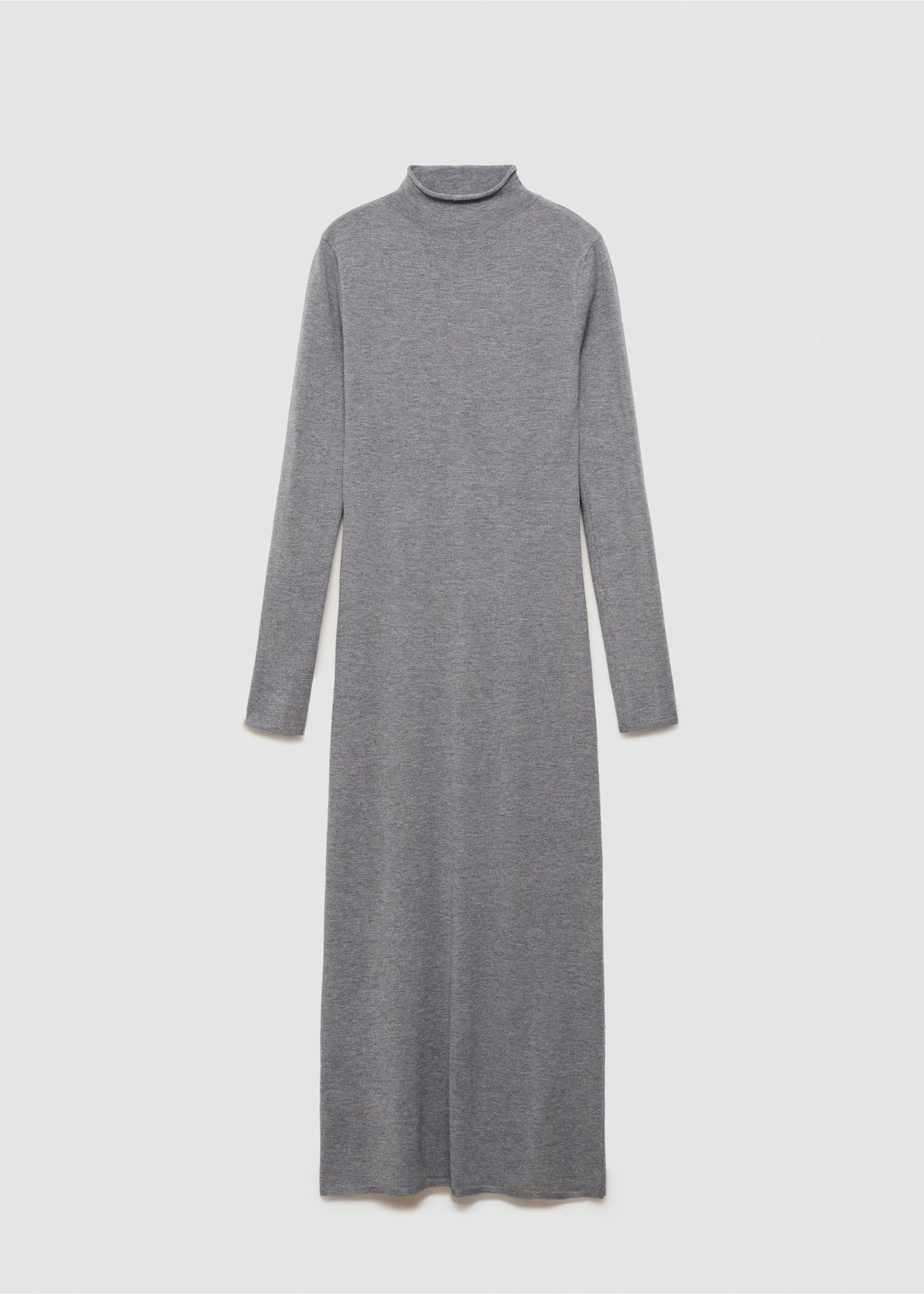 Perkins-neck knitted dress - Article without model, Medium Heather Grey. Ref: 77026723-00.