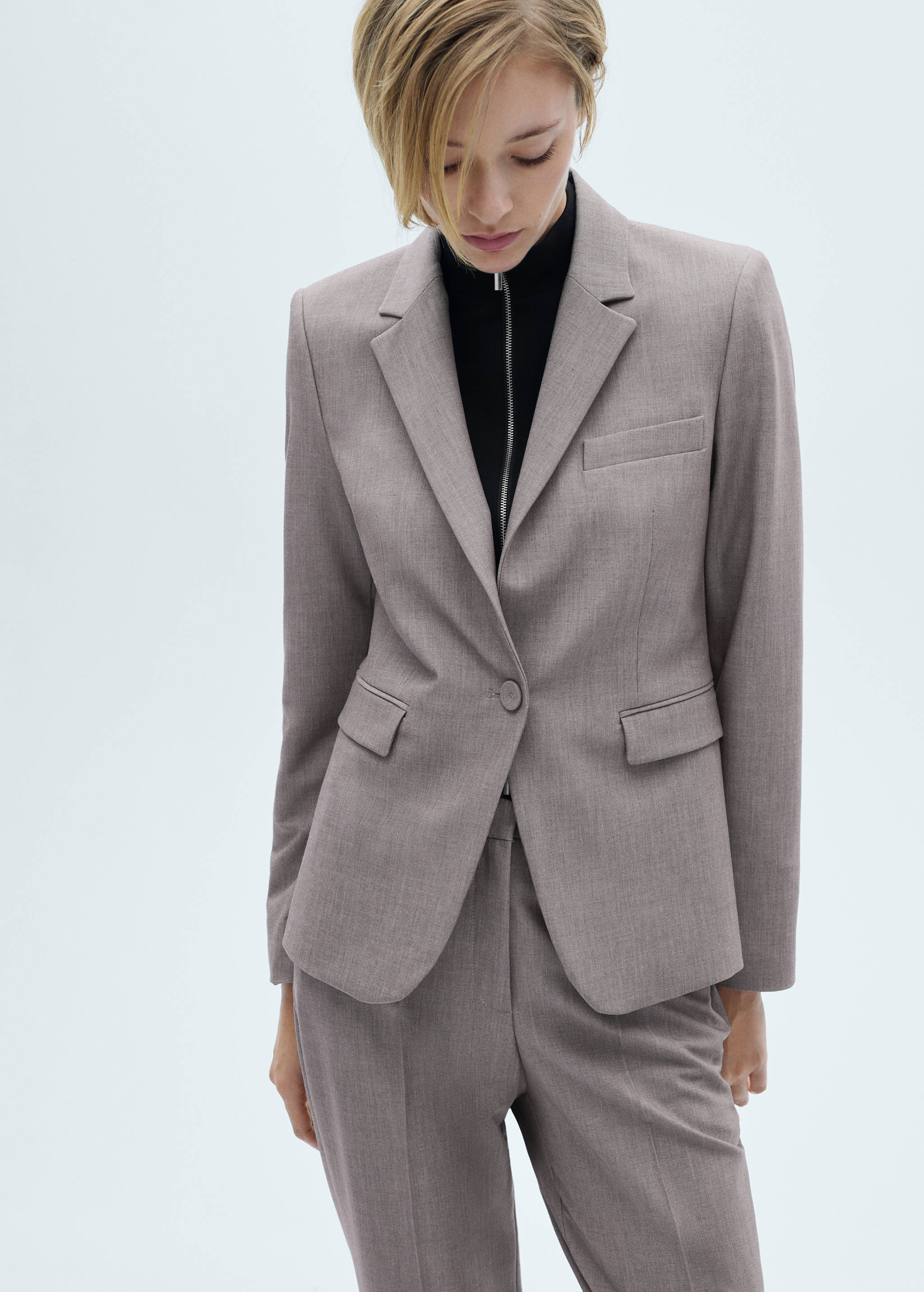 Straight-fit suit blazer - Medium plane