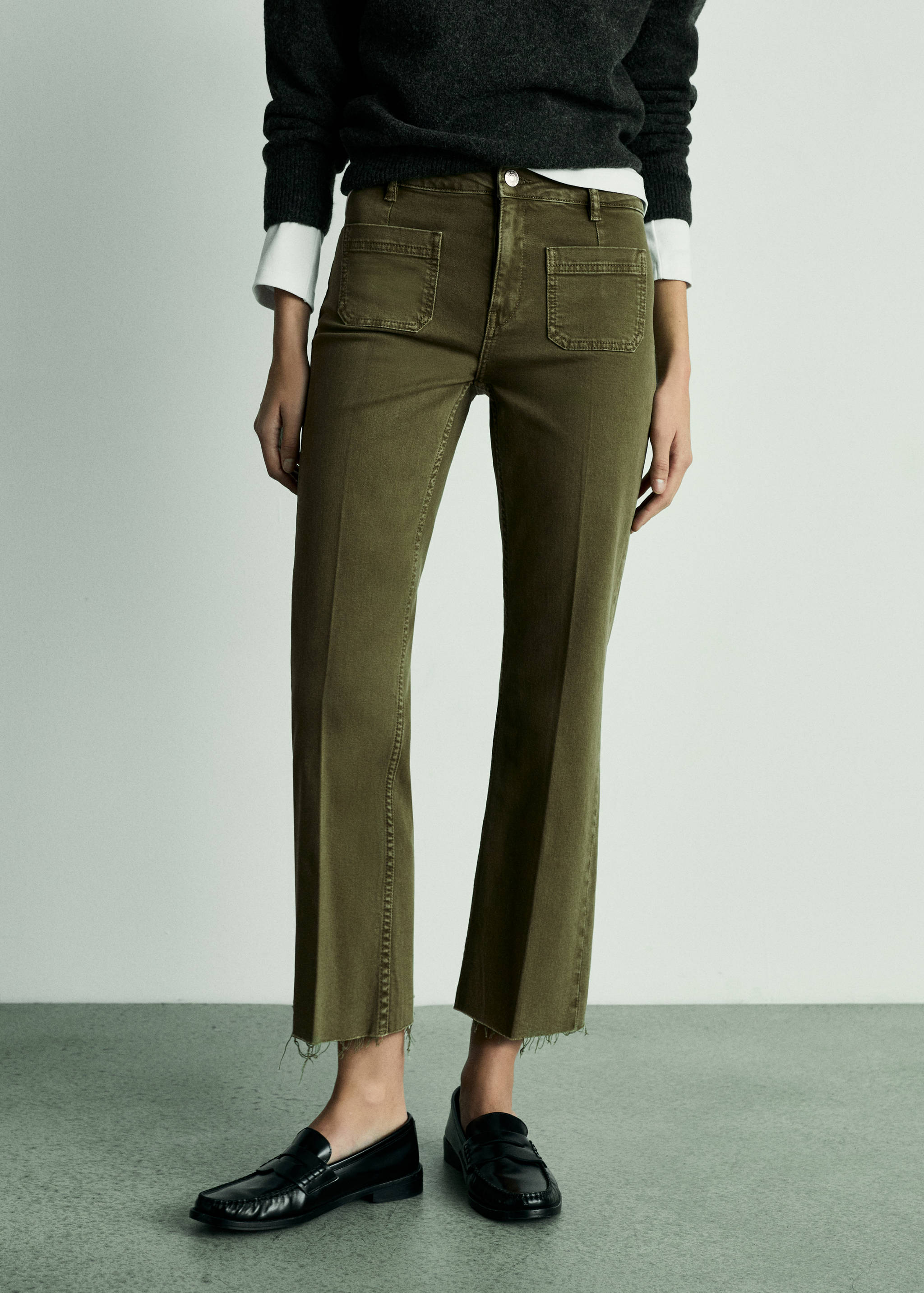 Flared cropped jeans with pockets - Medium plane