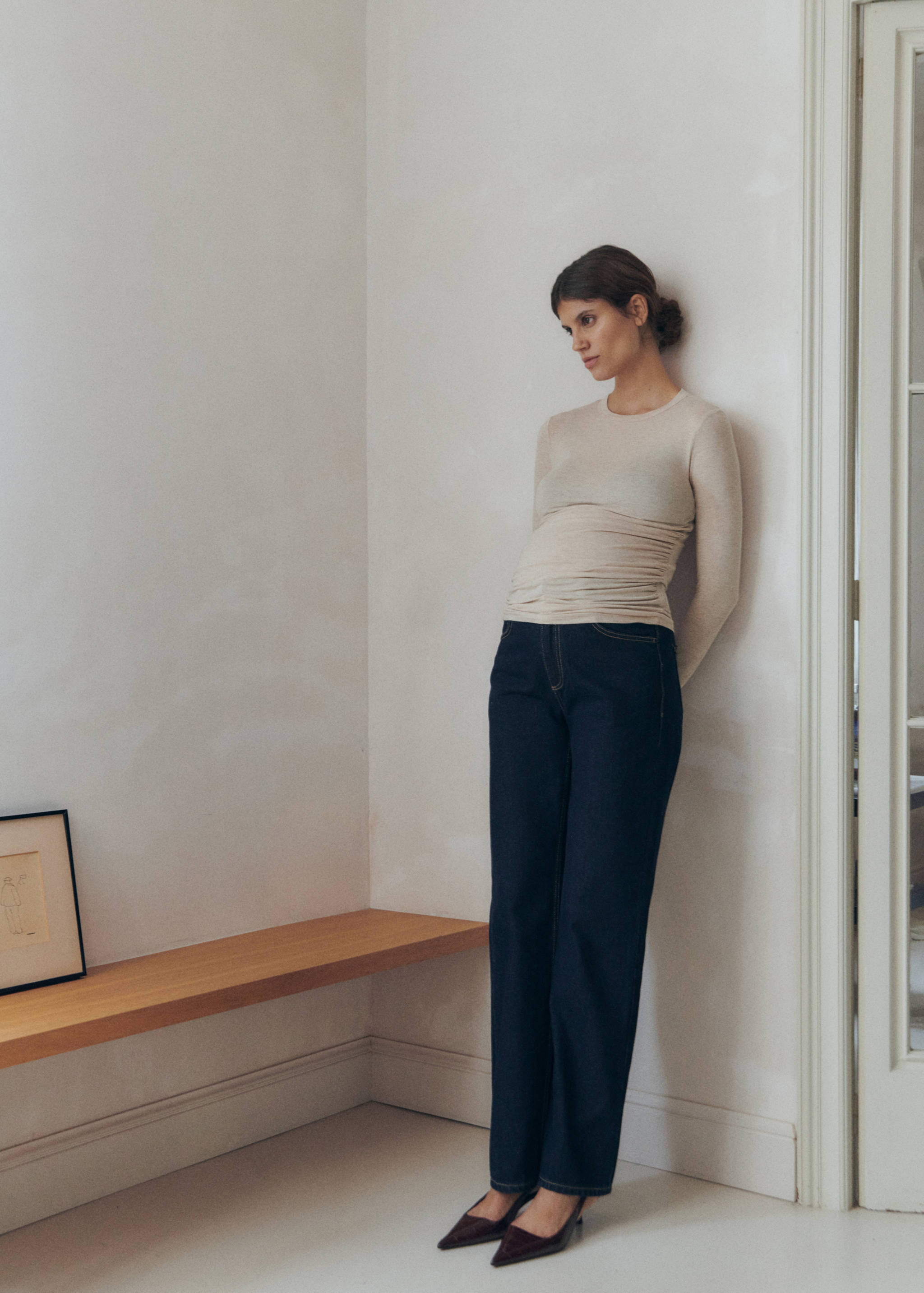 长袖荷叶边T恤 - null