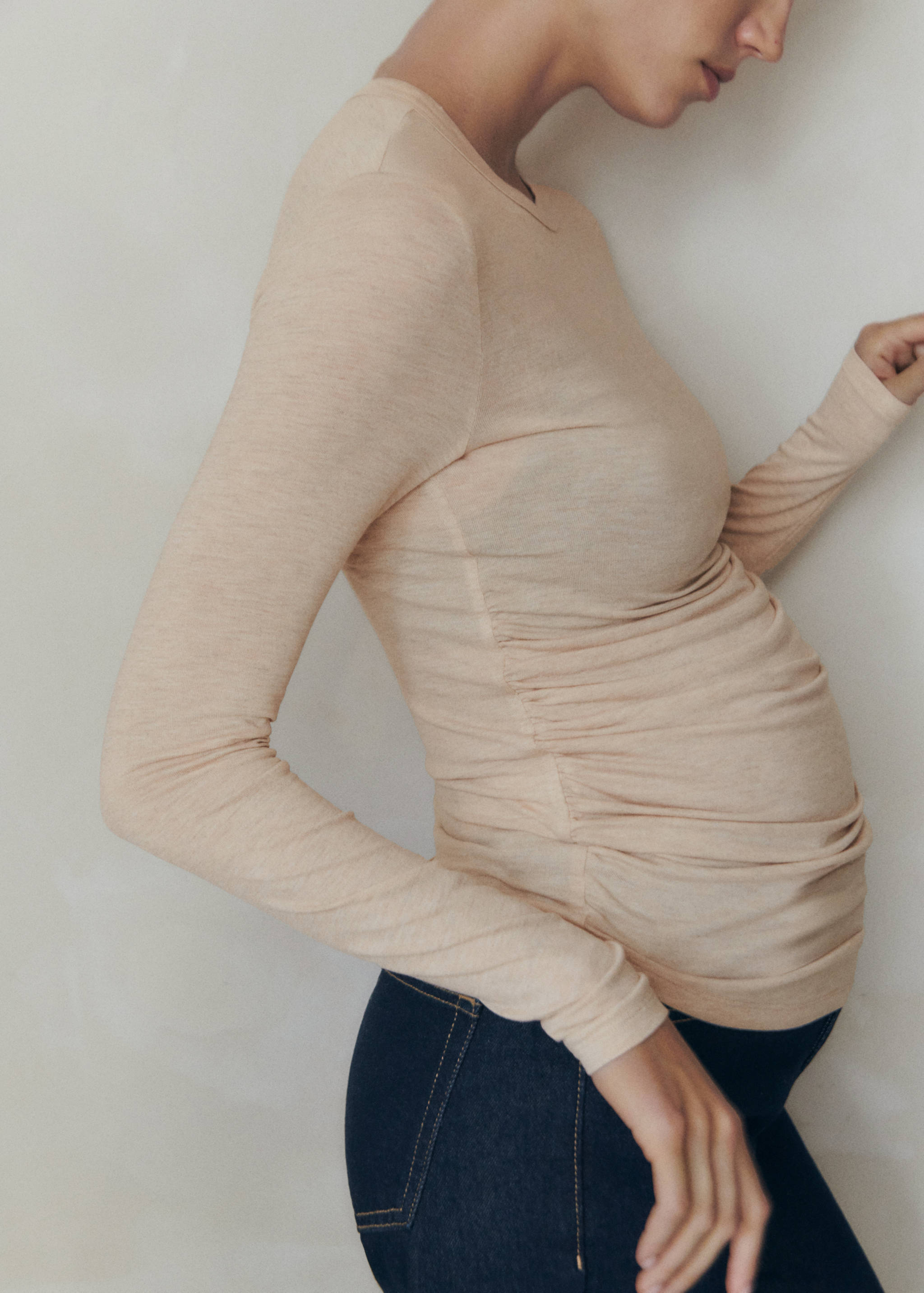 长袖荷叶边T恤 - null