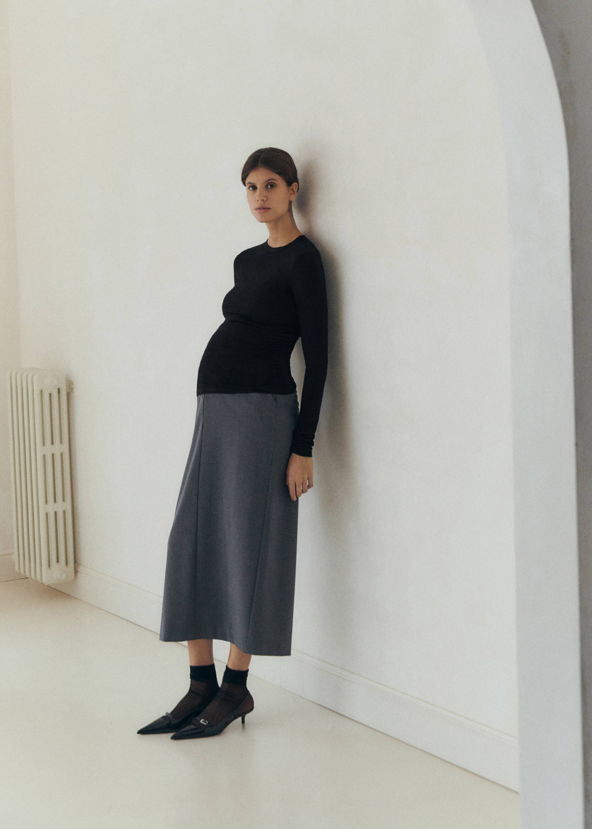 长袖荷叶边T恤 - null