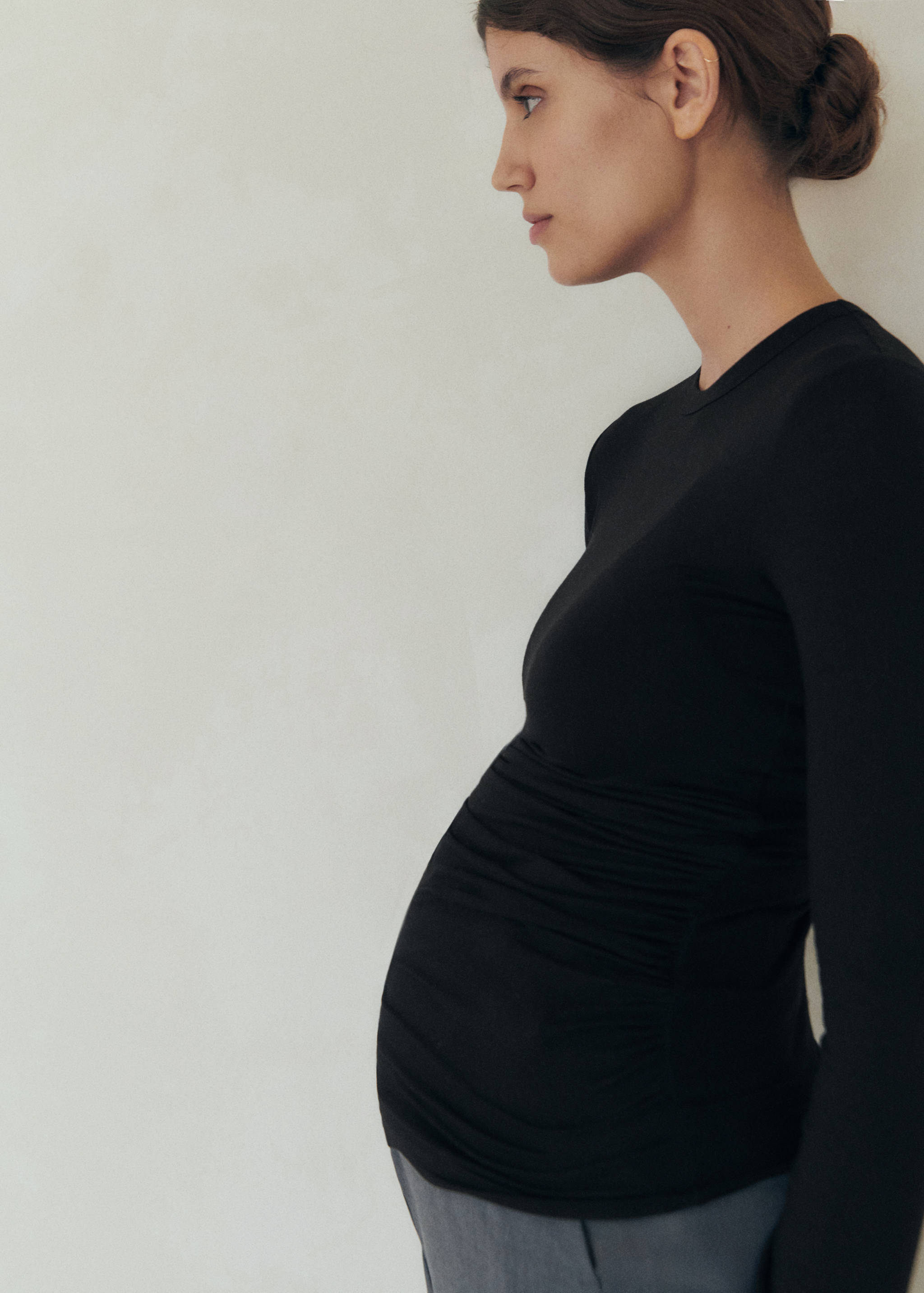 长袖荷叶边T恤 - null