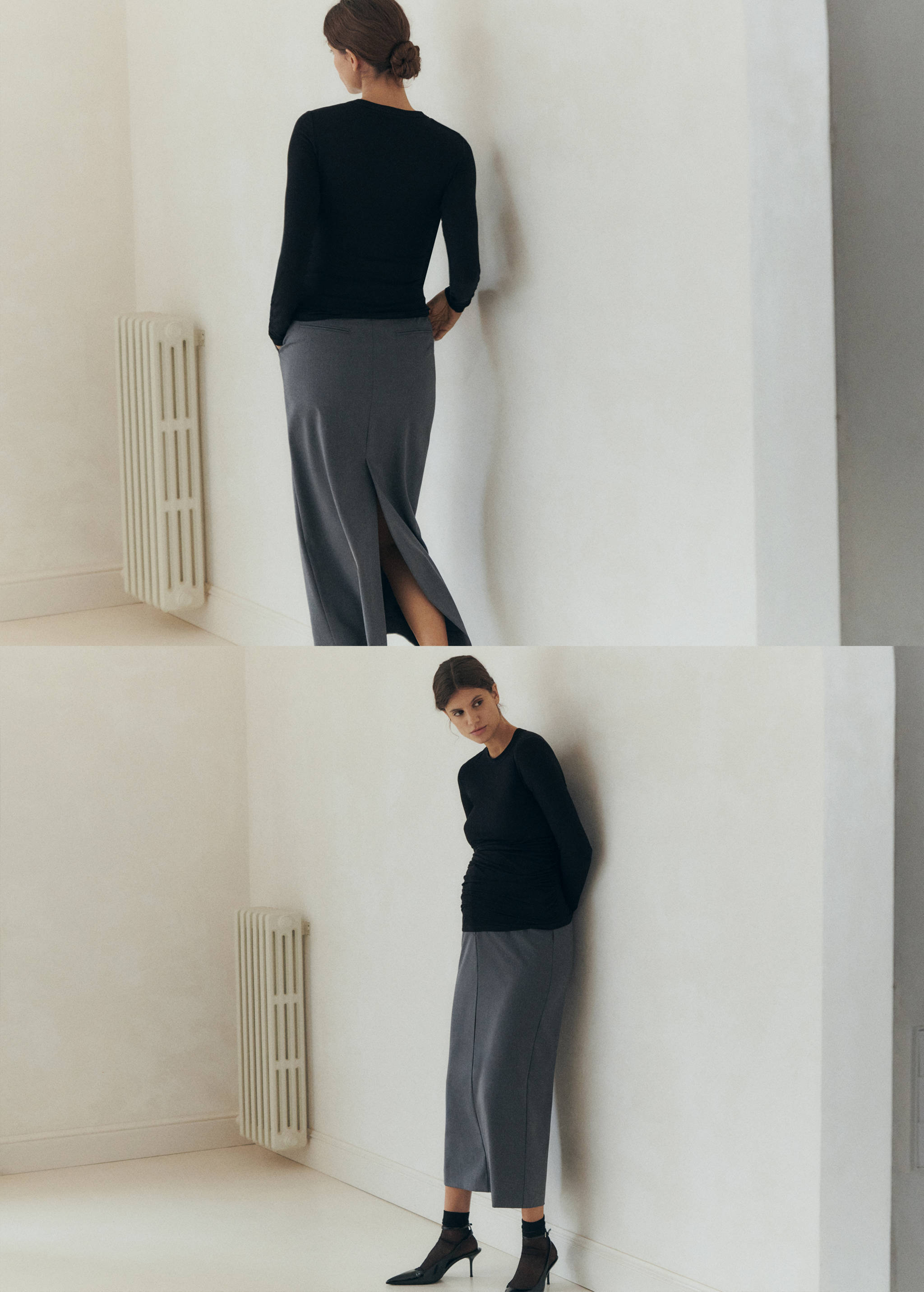 长袖荷叶边T恤 - null