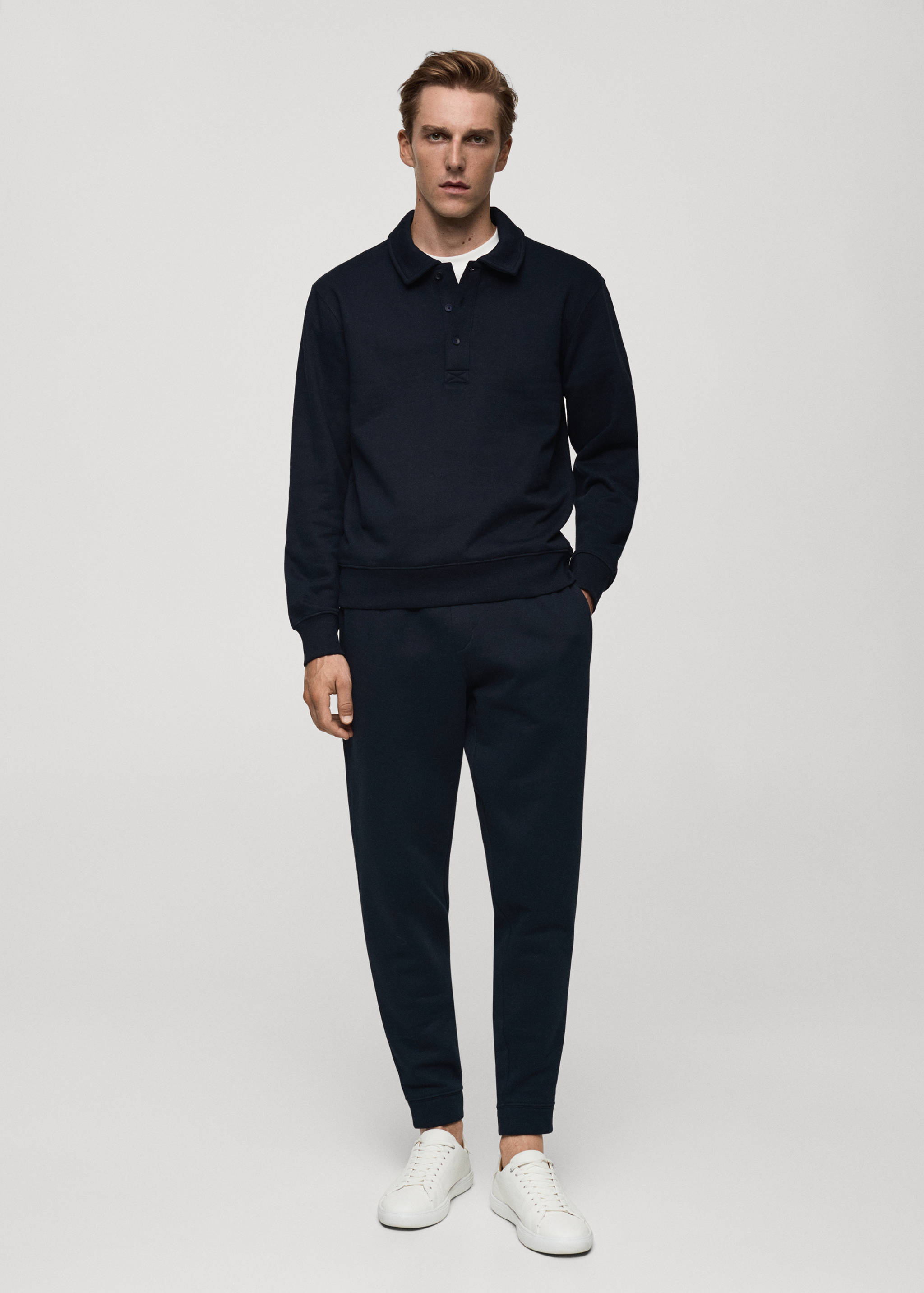 Sweat-shirt polo coton mélangé - Plan général