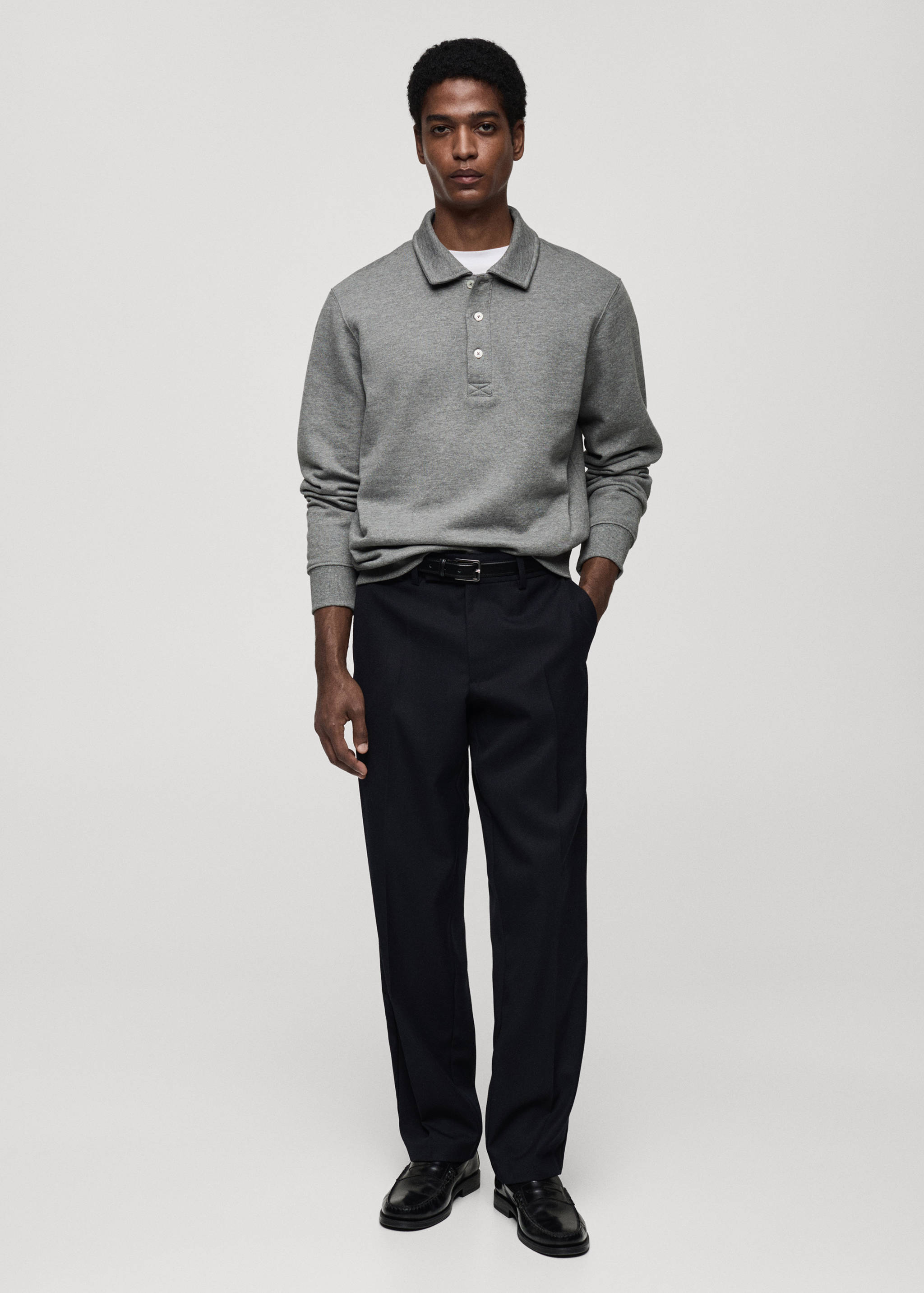 Sweat-shirt polo coton mélangé - Plan général
