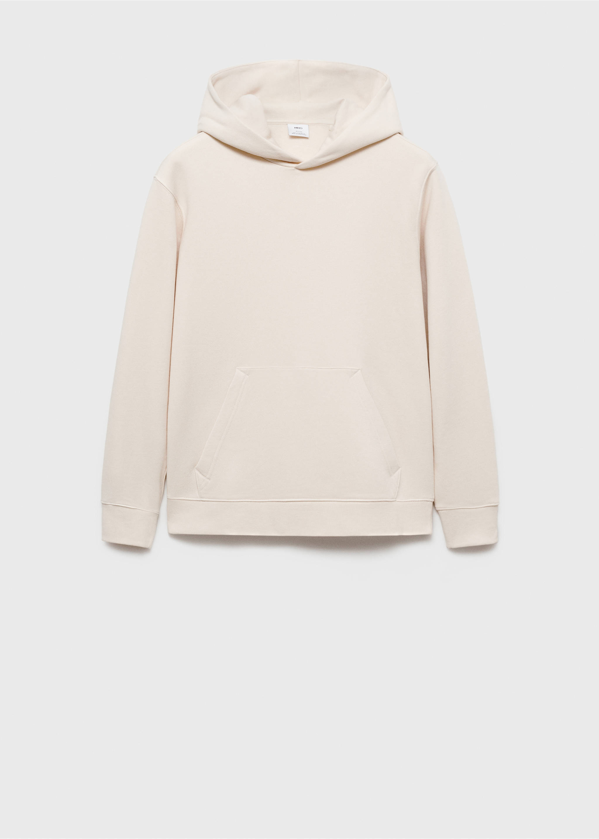 Off-white hoodie with a kangaroo pocket and ribbed trims., Ecru. Ref: 77027115-00.