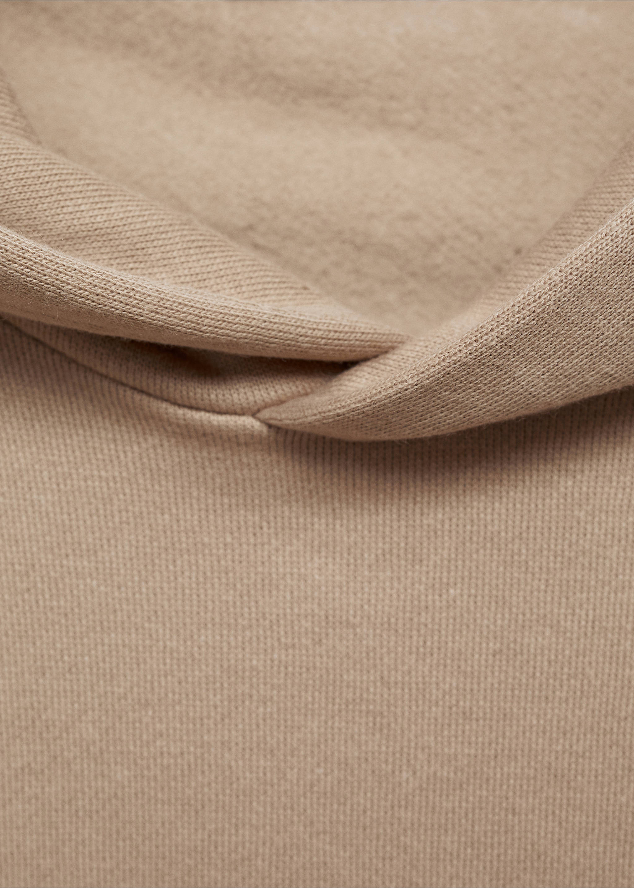 Close-up of a beige hoodie neckline and hood detail., Medium Brown. Ref: 77027115-00.