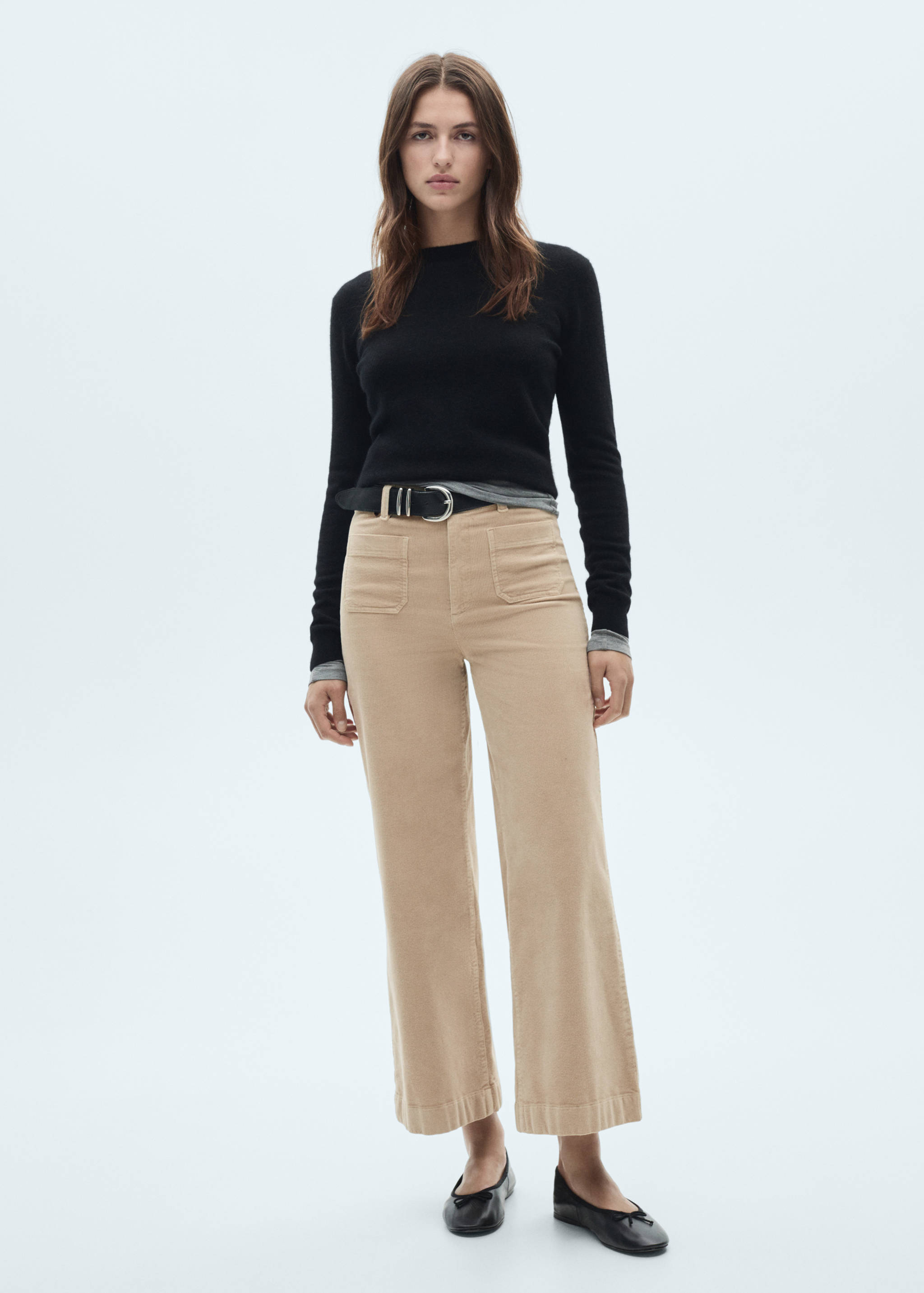 Pantalon Catherin style jupe-culotte velours côtelé - Plan général