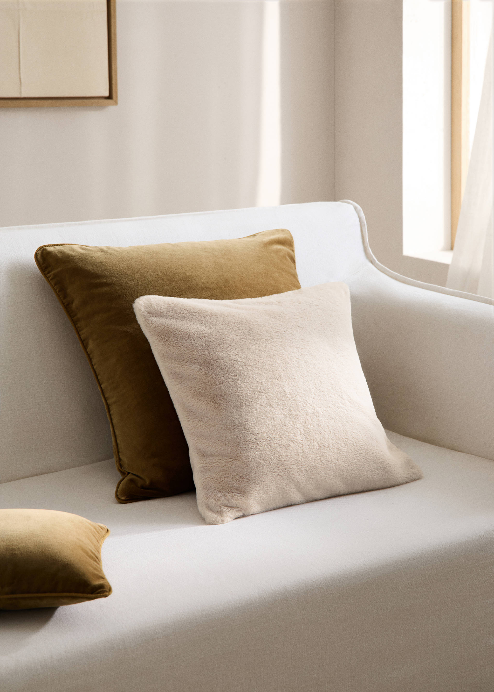 Funda cojín efecto pelo 45x45cm - Plano general