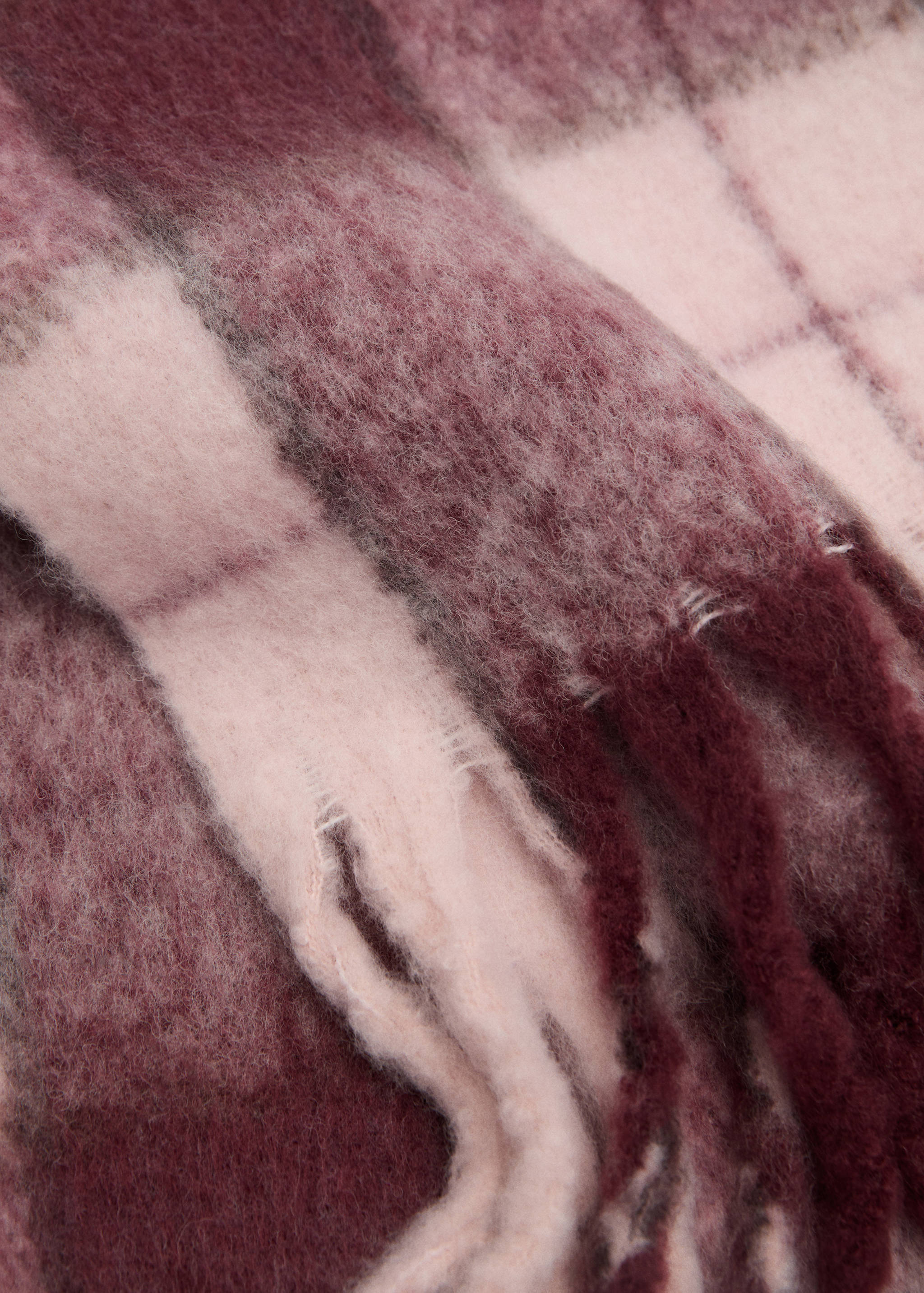 Check scarf with fringed ends - Medium plane