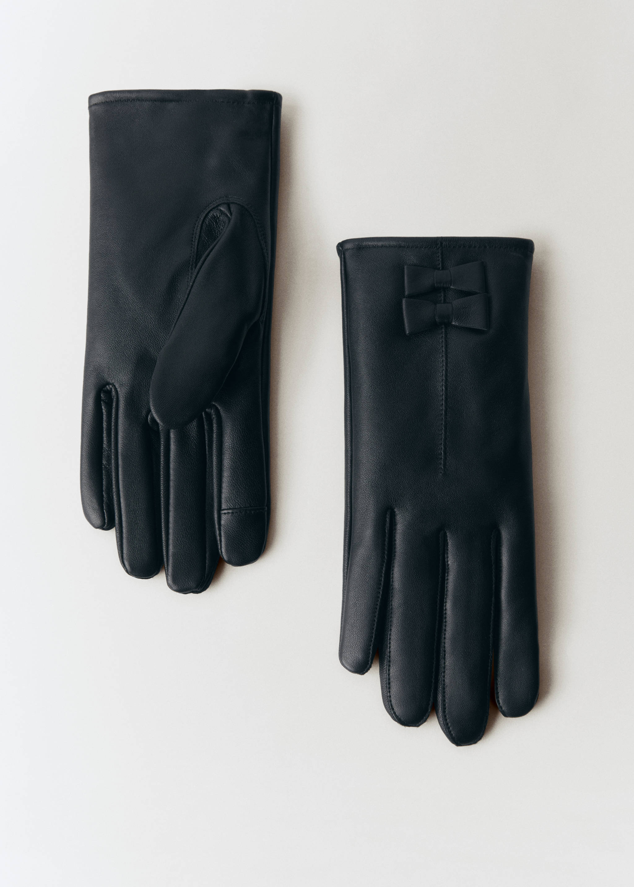 Leather gloves with bow detail - Article without model