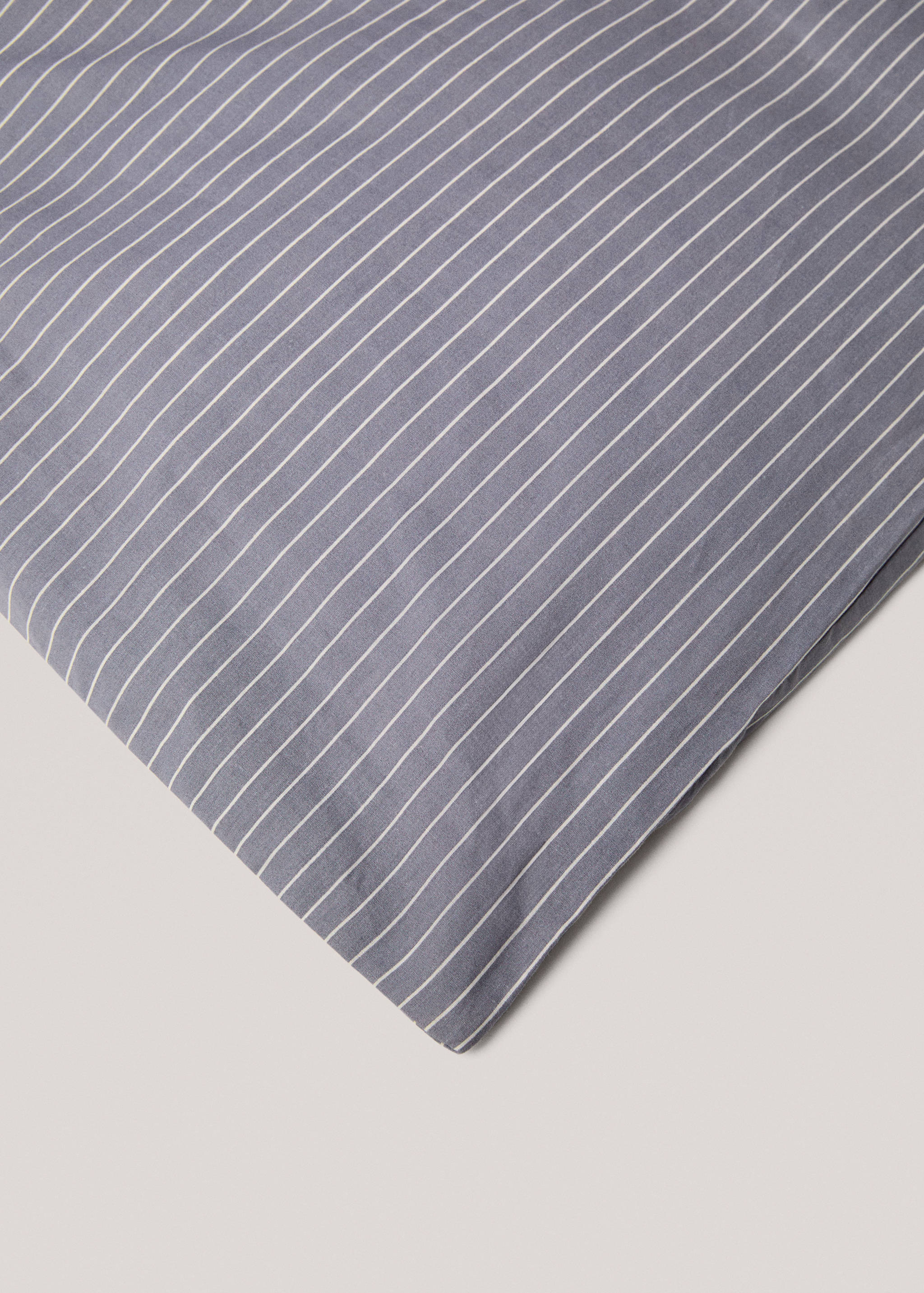 Capa de edredão de percal às riscas (cama 135 cm) - Pormenor do artigo 3
