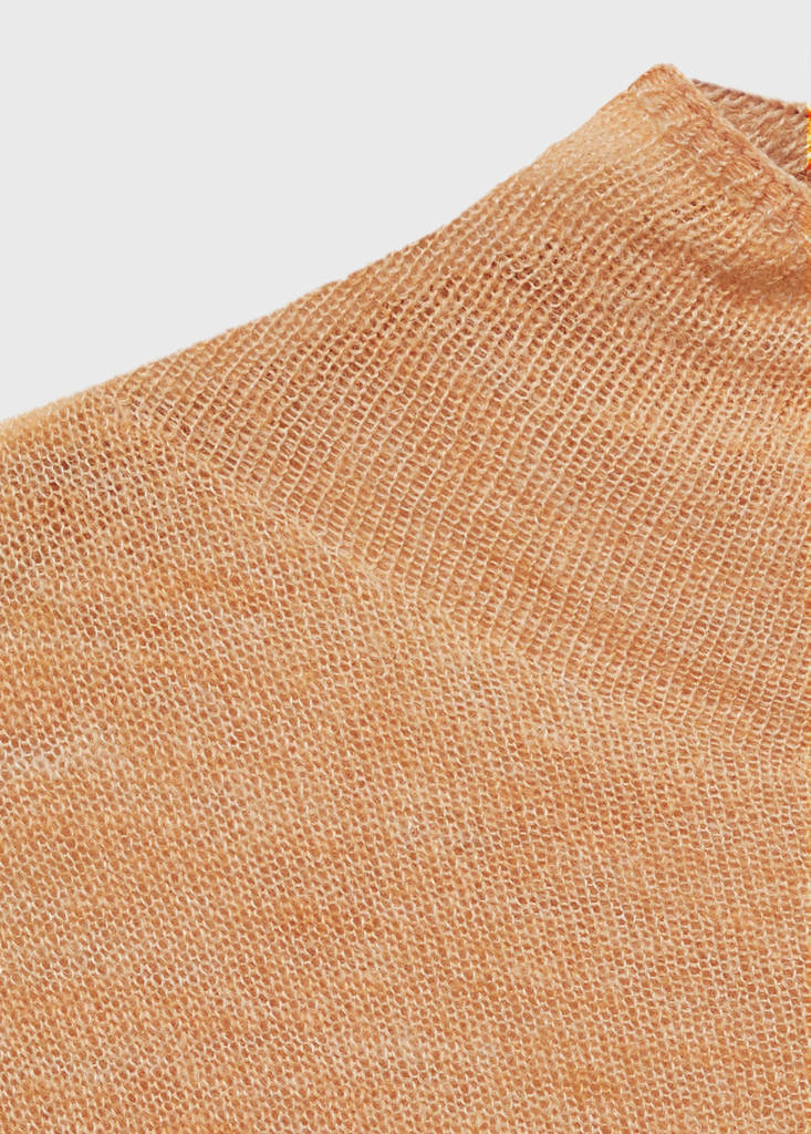 Fine-knit sweater with perkins neck — Medium Brown