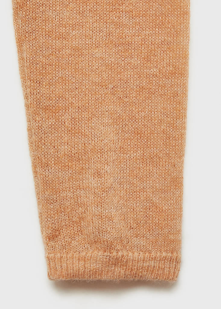Fine-knit sweater with perkins neck — Medium Brown