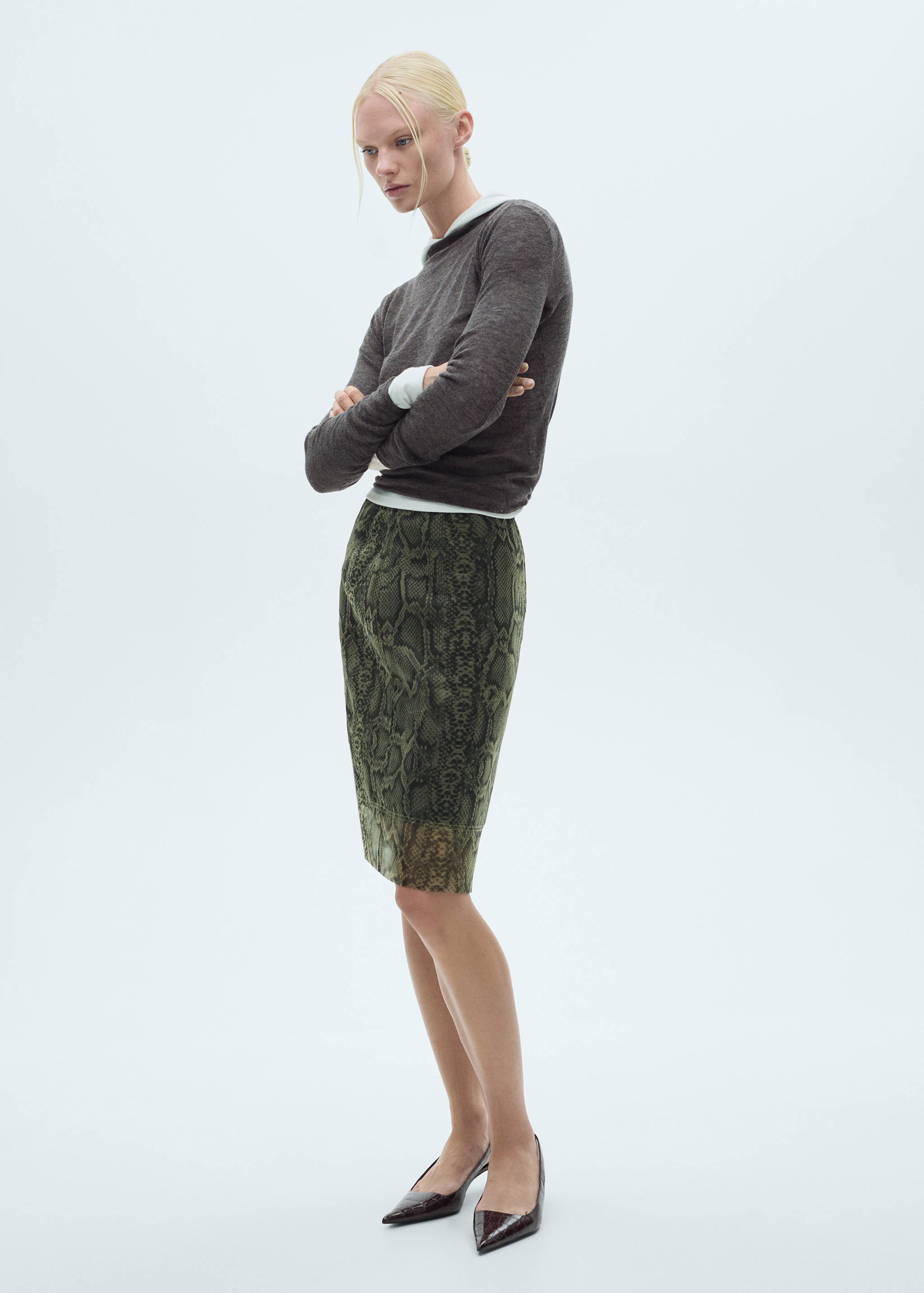 Fine-knit sweater with perkins neck - General plane