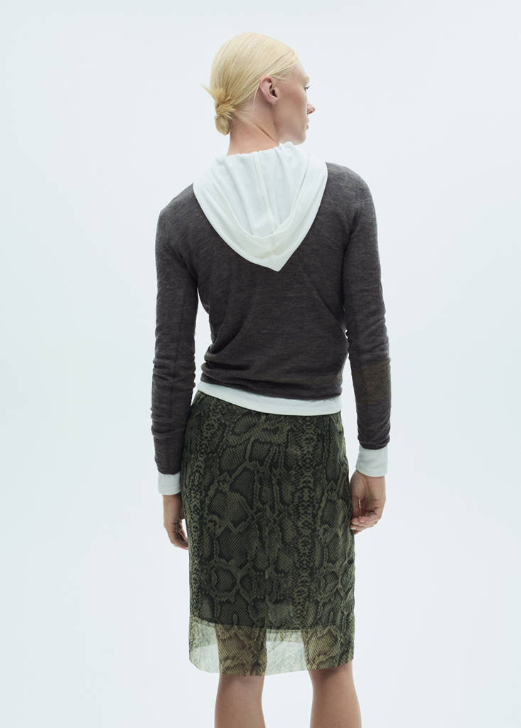 Fine-knit sweater with perkins neck — Charcoal