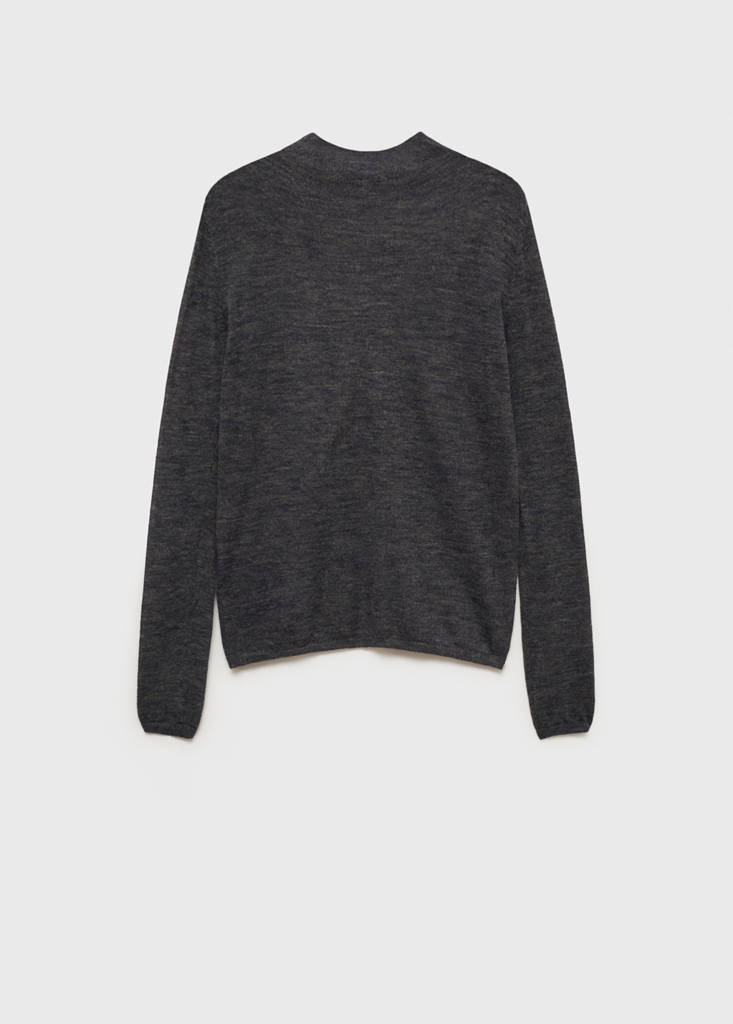 Fine-knit sweater with perkins neck — Charcoal