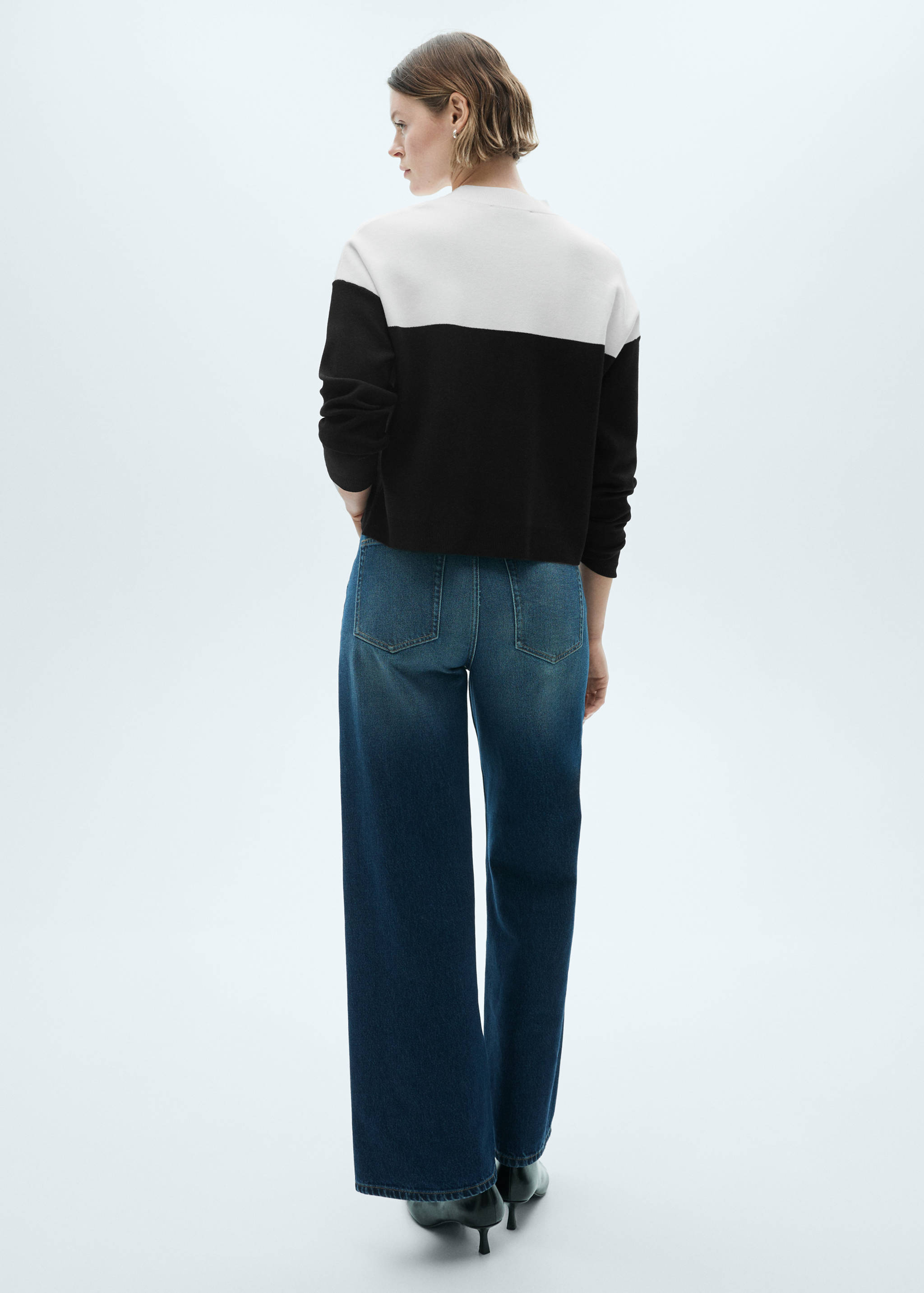 Two-tone sweater with perkins neck - Reverse of the article