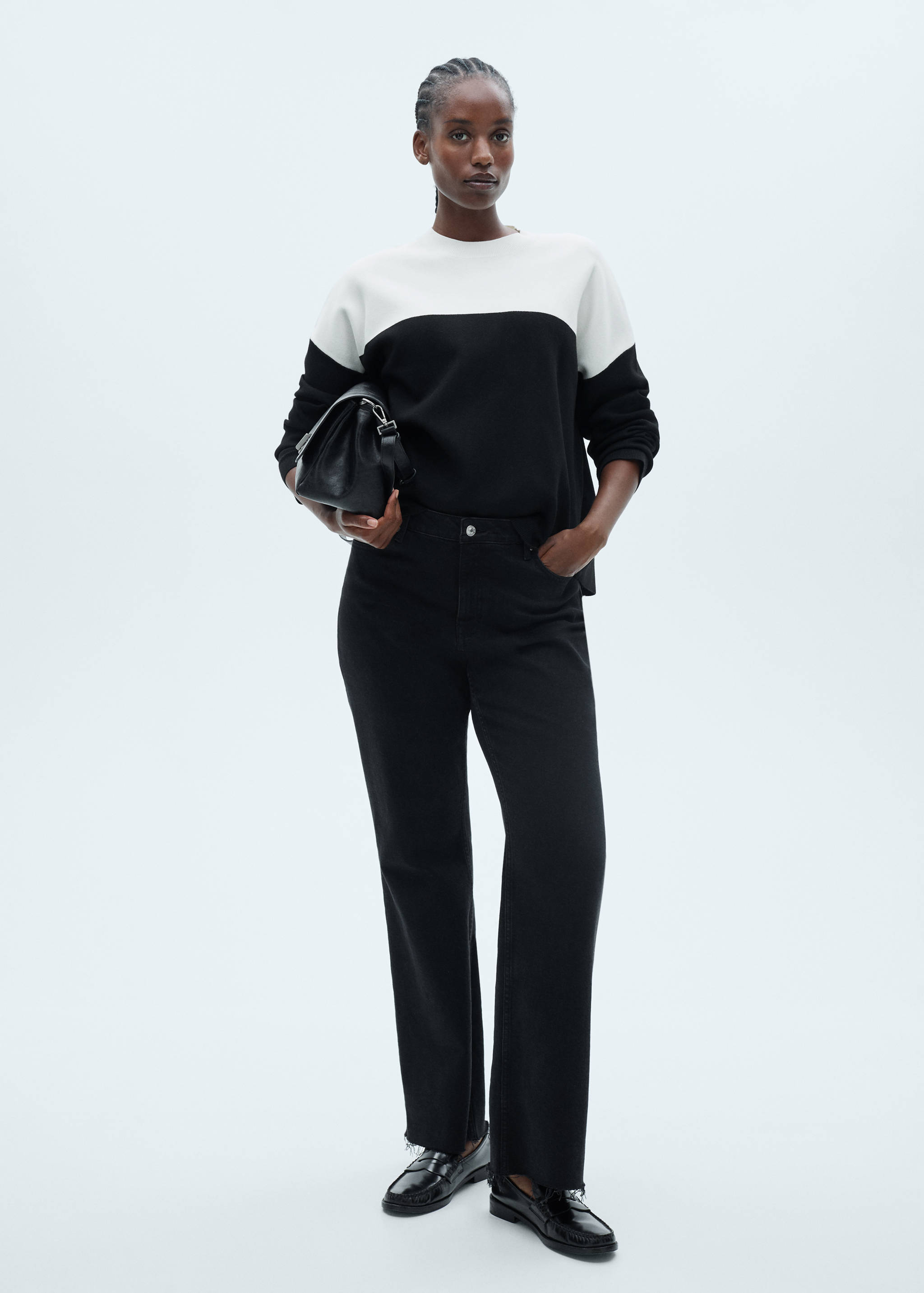 Two-tone sweater with perkins neck - Details of the article 3