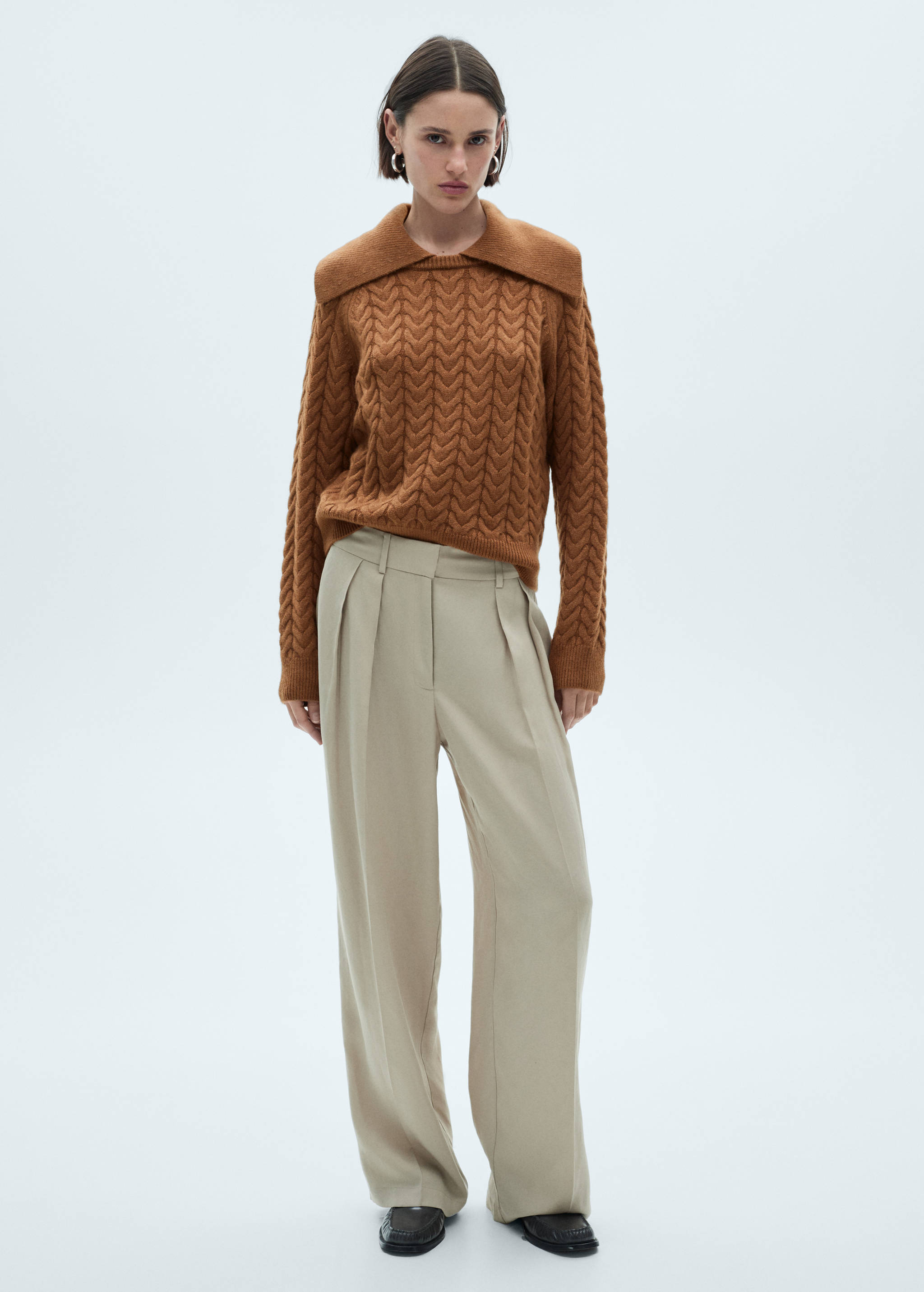 Braided sweater with lapel collar - General plane