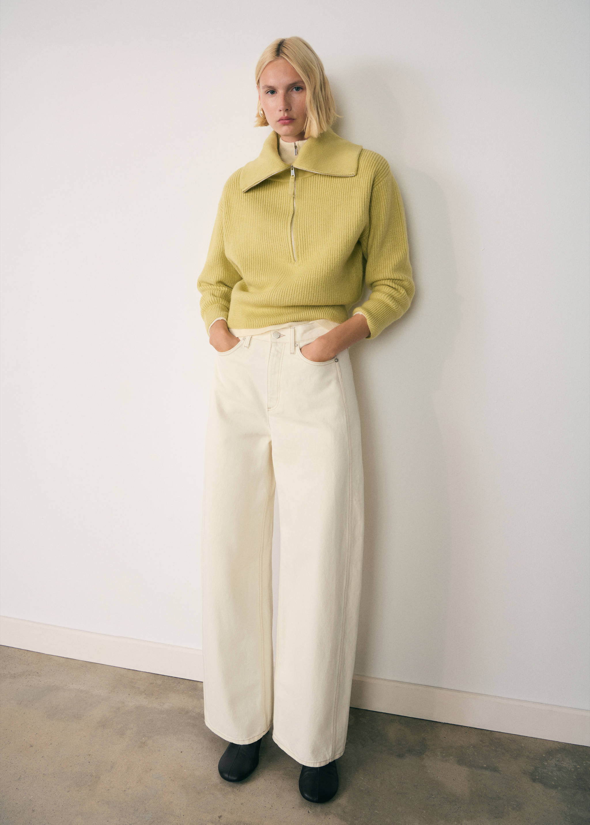 拉链领连身裤 - null