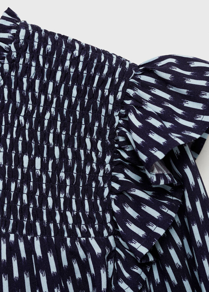 Ruched printed blouse — Dark Navy
