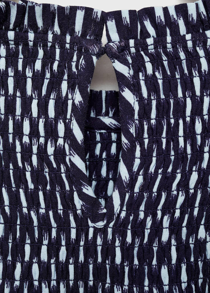 Ruched printed blouse — Dark Navy