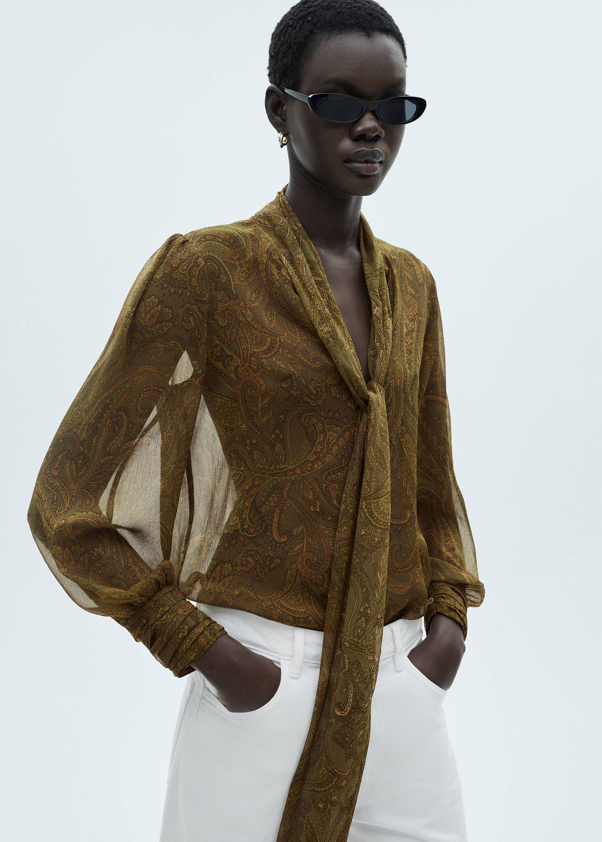 Bow printed blouse - Medium plane