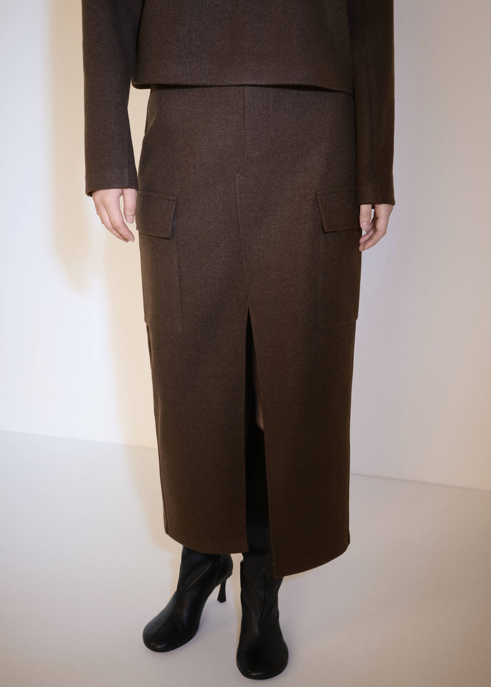 Cargo skirt with slit - Medium plane