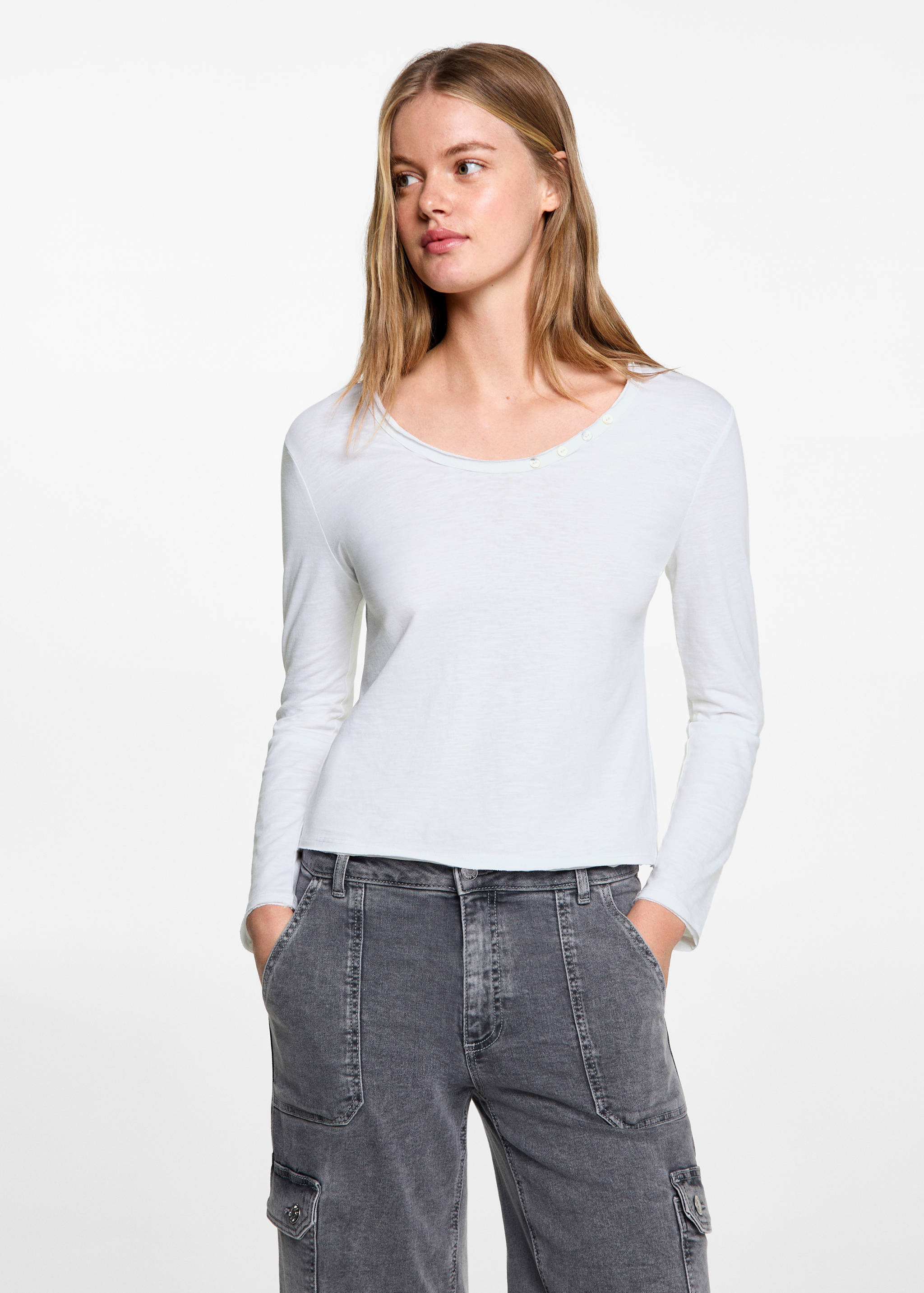 Buttoned long sleeve t-shirt - Medium plane