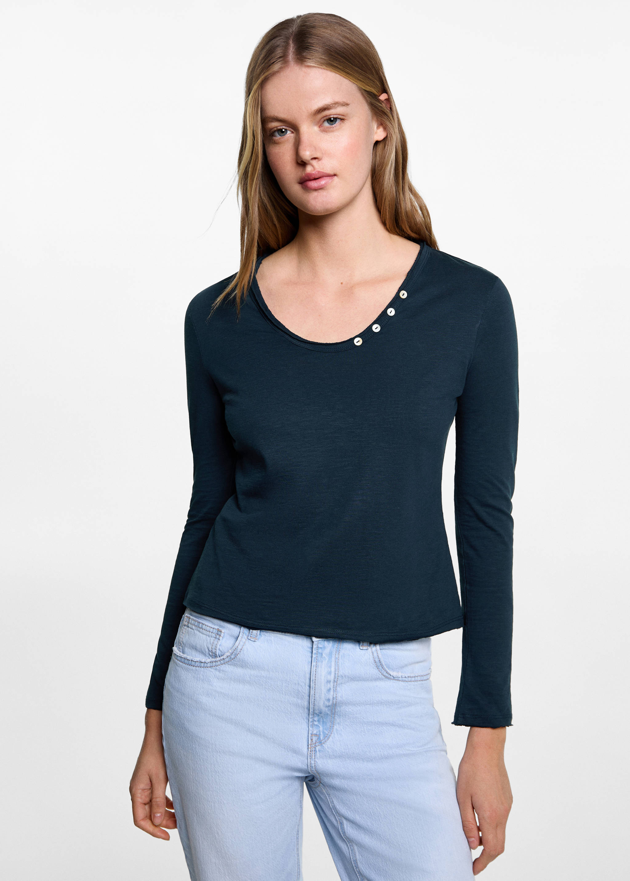 Buttoned long sleeve t-shirt - Medium plane
