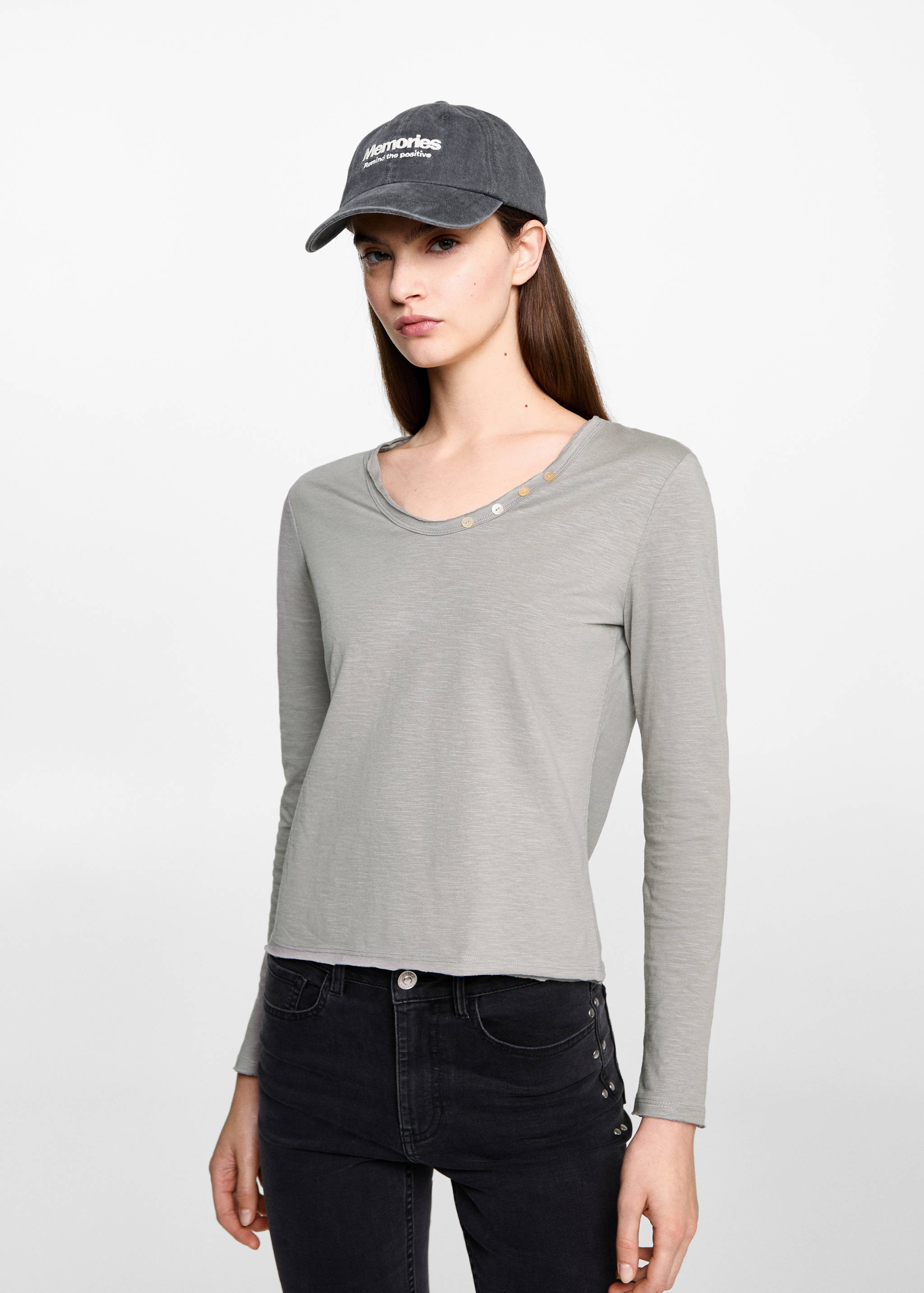 Buttoned long sleeve t-shirt - Medium plane