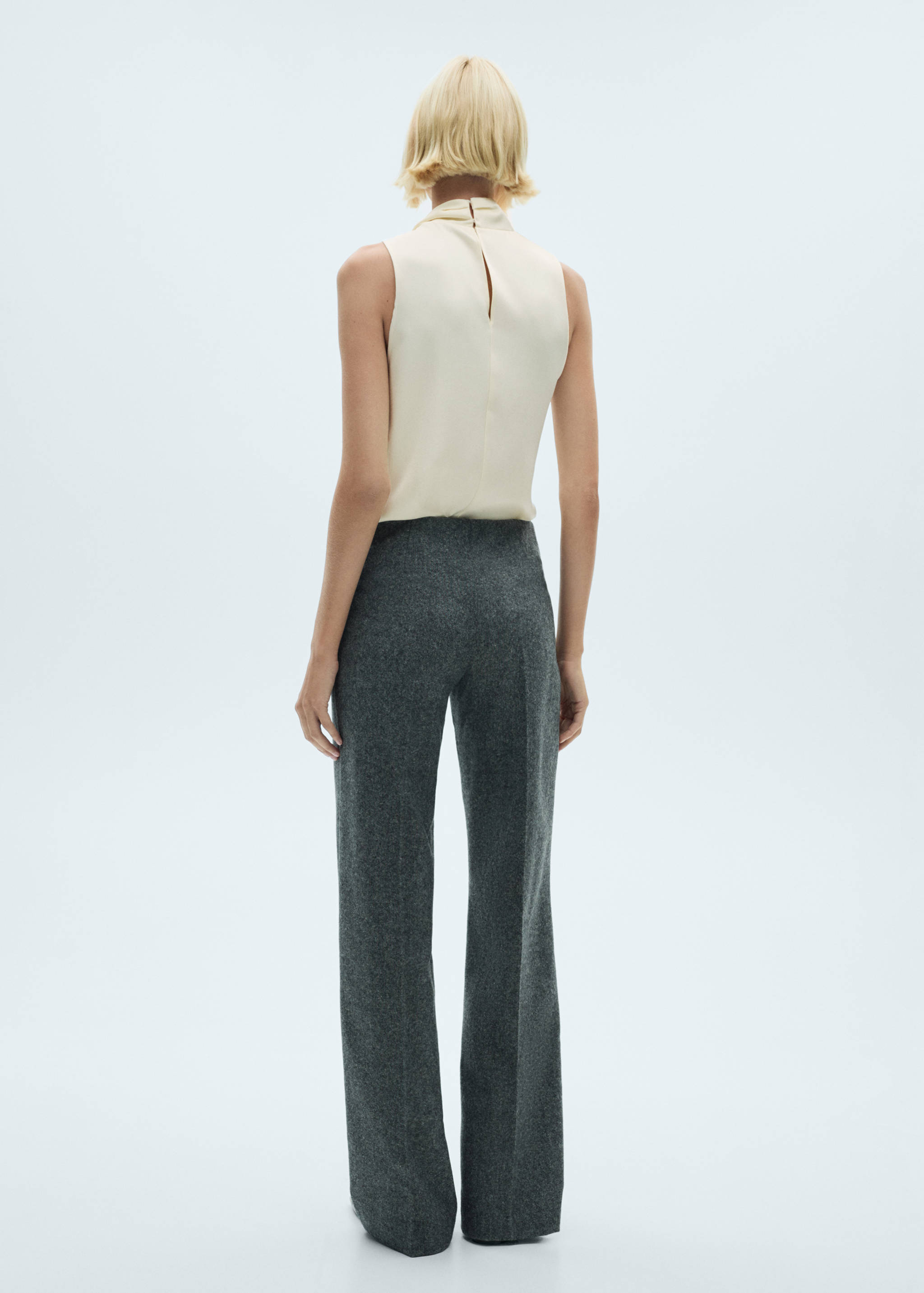 Turtleneck draped satin blouse - Reverse of the article