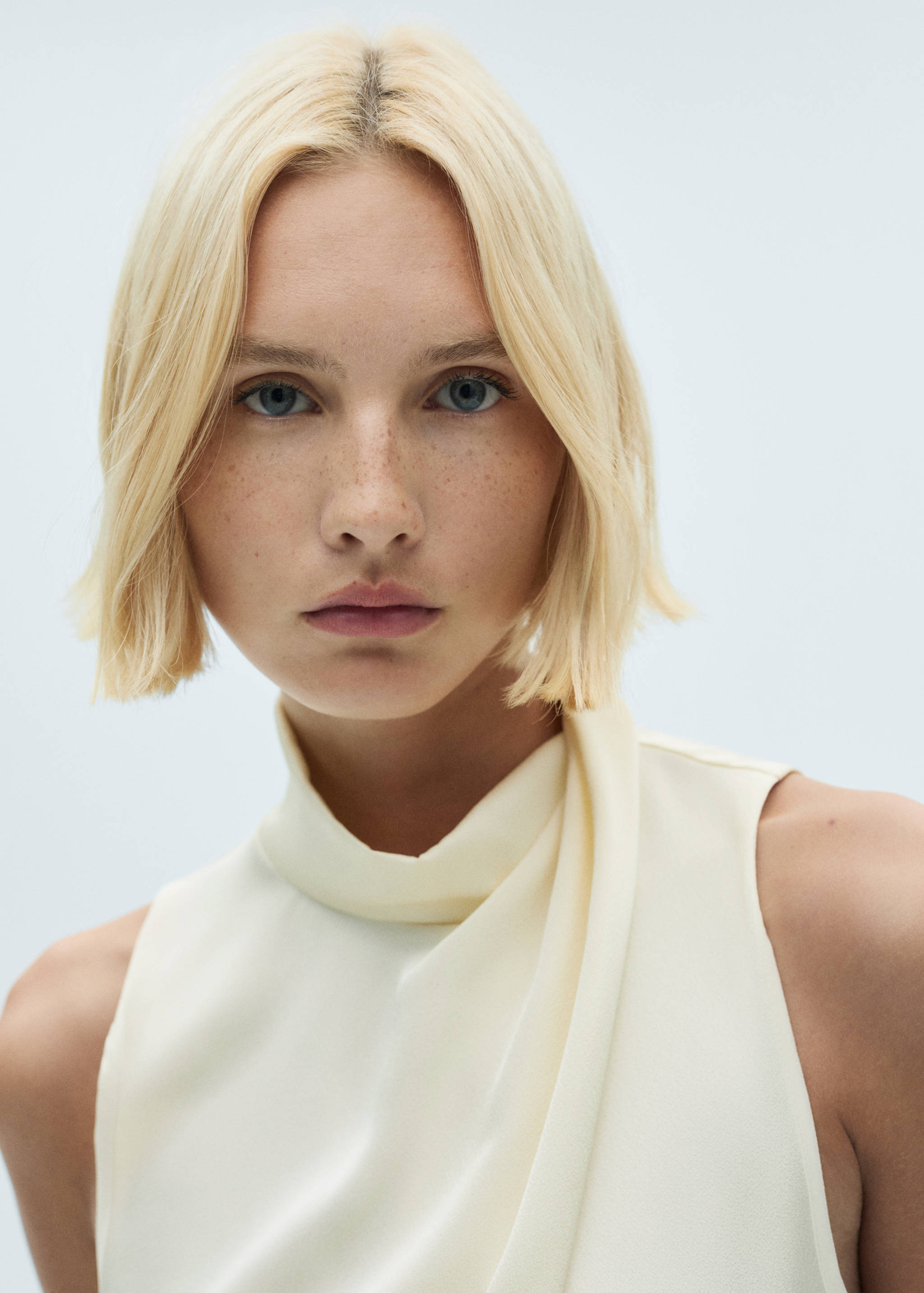 Turtleneck draped satin blouse - Details of the article 1