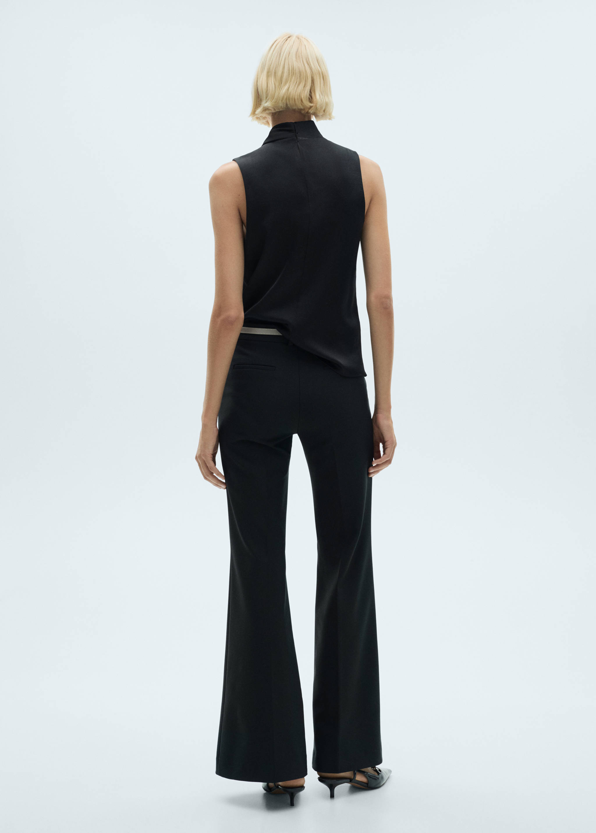 Turtleneck draped satin blouse - Reverse of the article