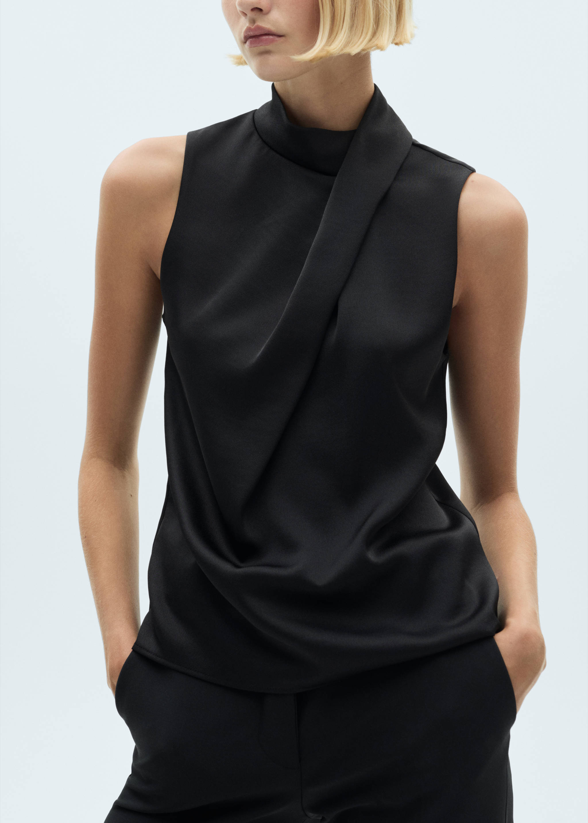 Turtleneck draped satin blouse - Details of the article 6