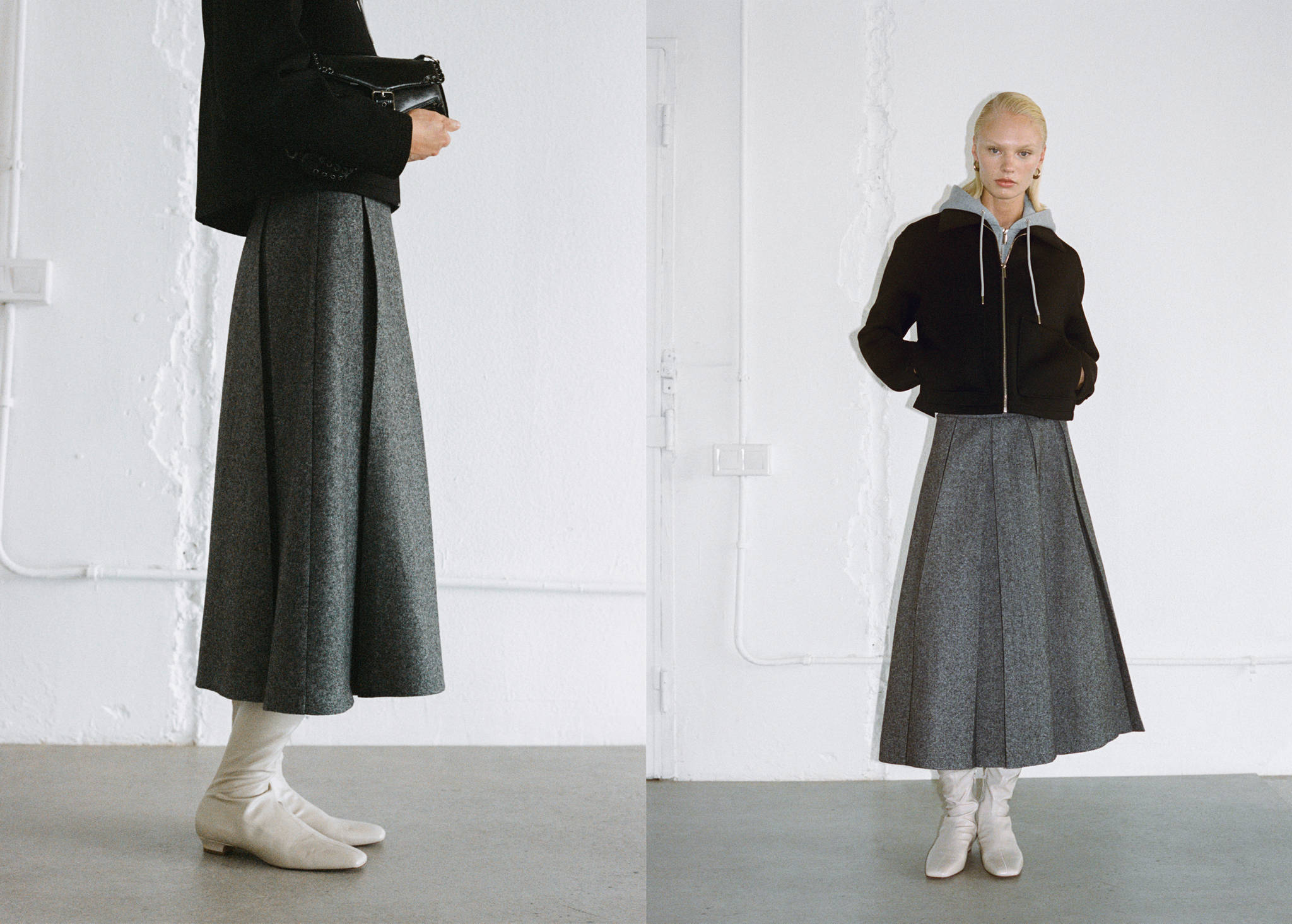 Marbled wool pleated skirt - Panoramic plane