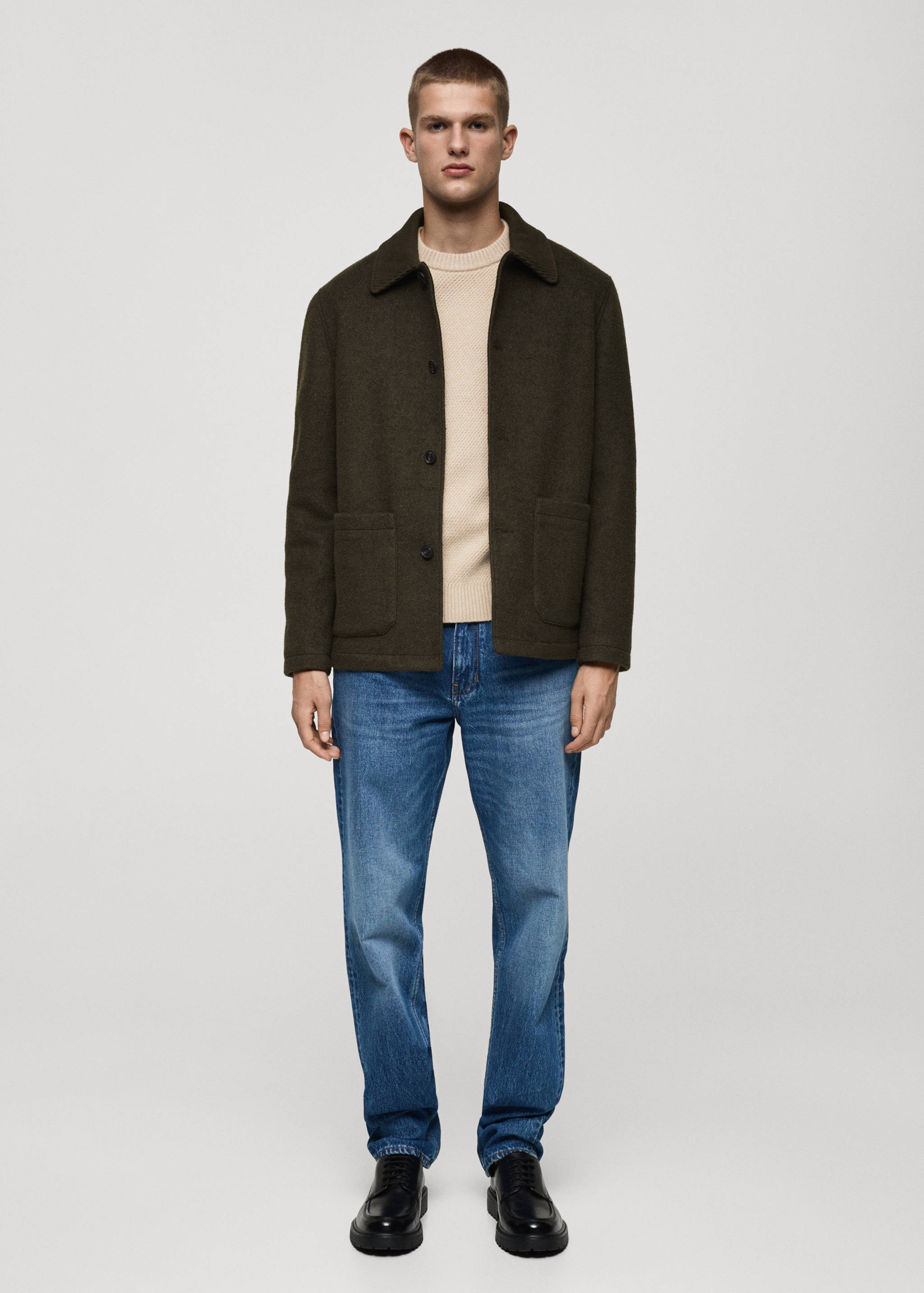 Wool bouclé jacket with pockets - General plane