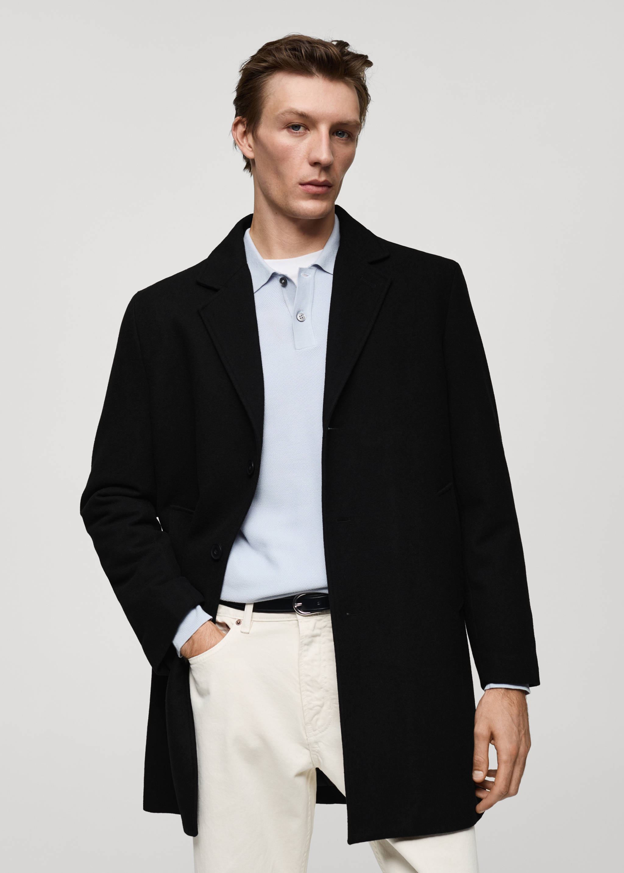 常规版型绗缝羊毛大衣 - null