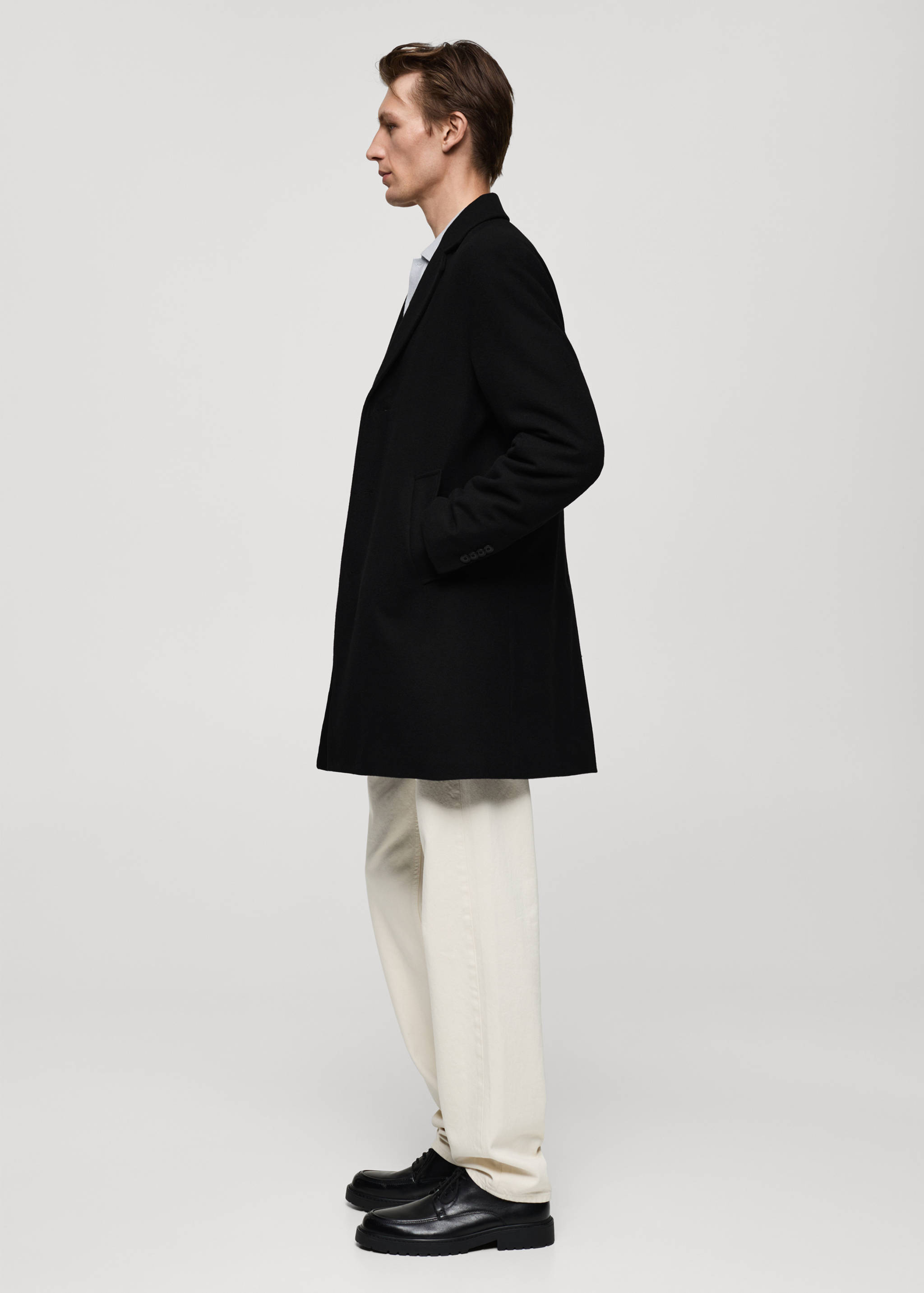 常规版型绗缝羊毛大衣 - null