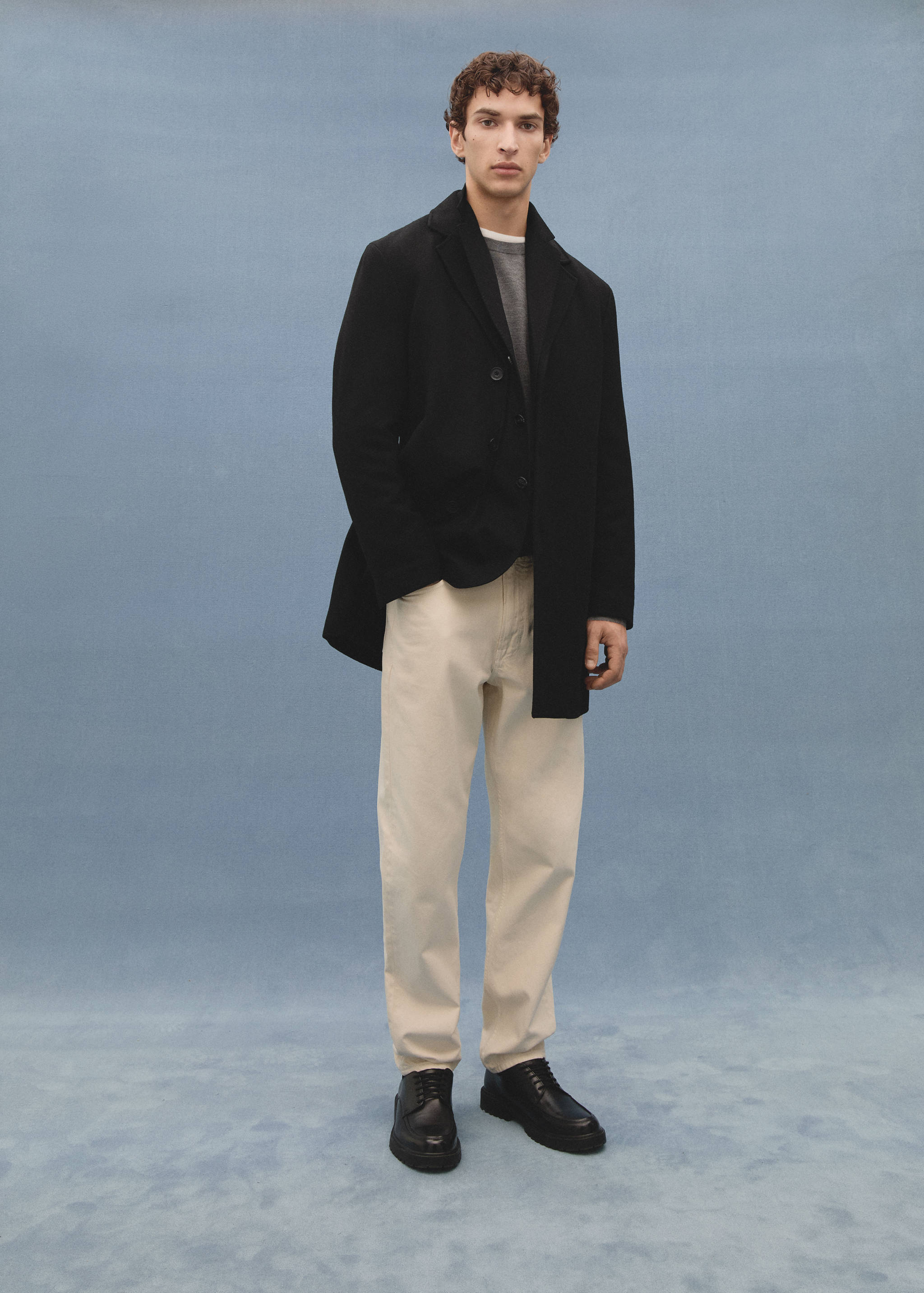 常规版型绗缝羊毛大衣 - null