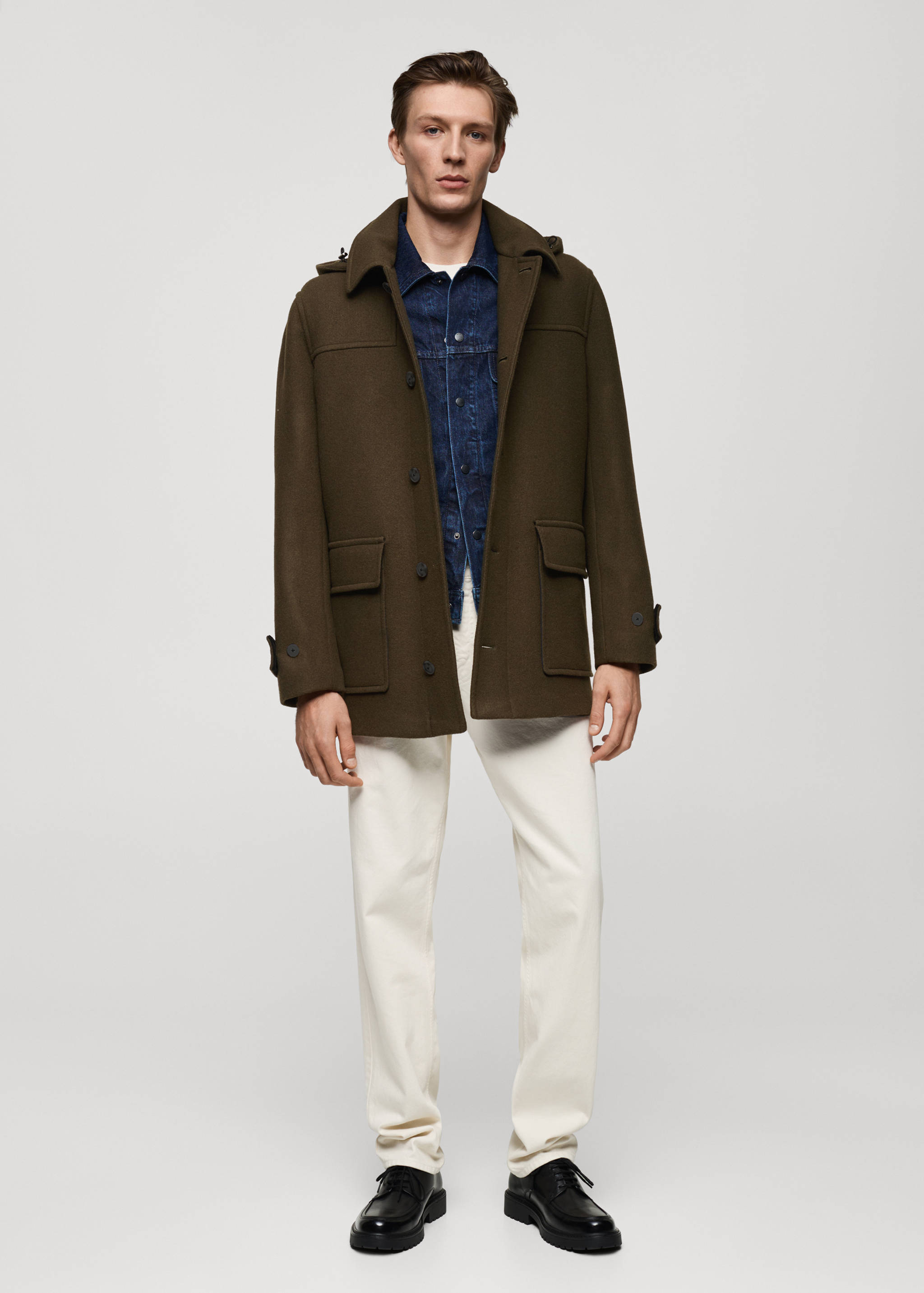 Detachable hood wool coat - General plane