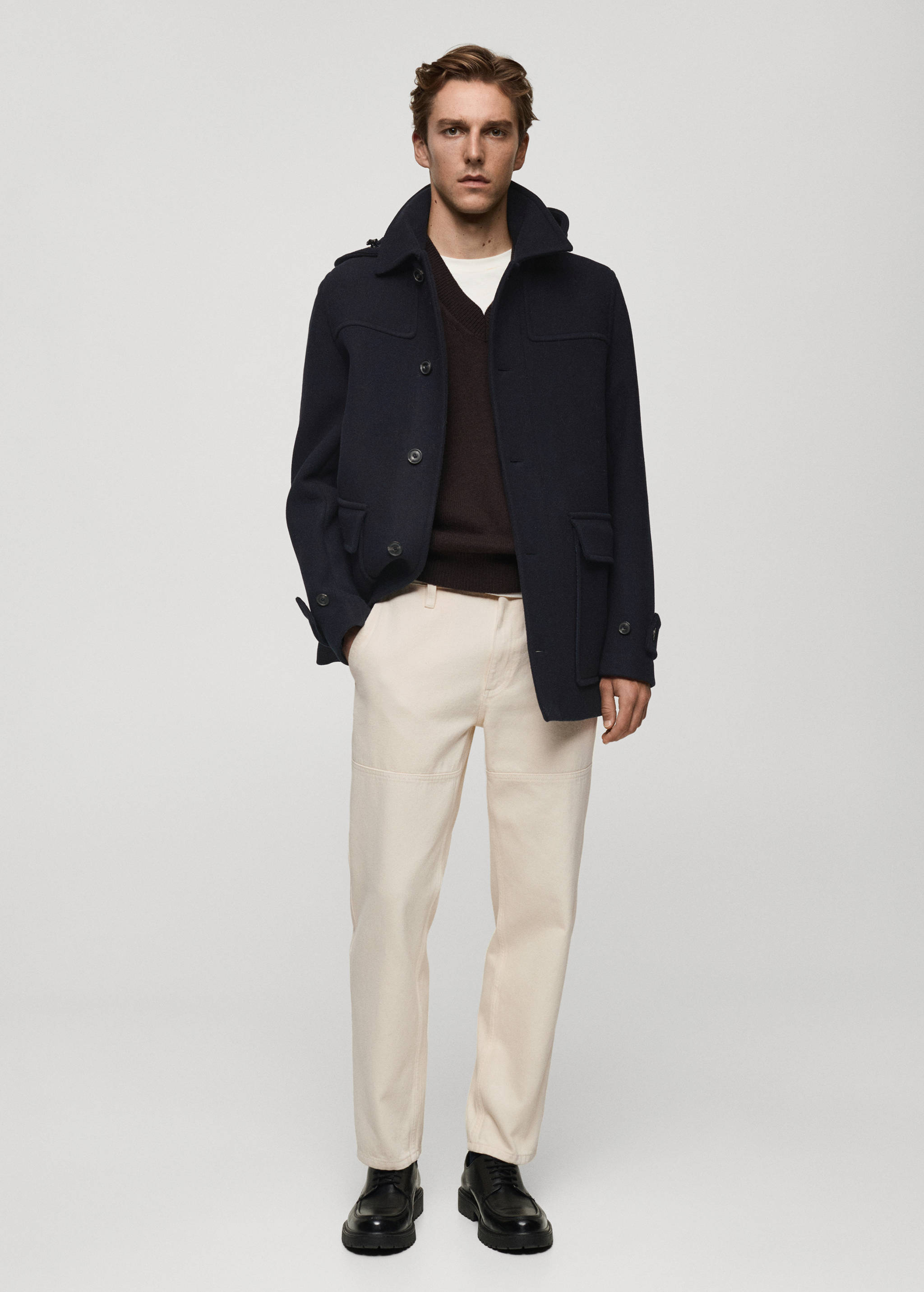 Detachable hood wool coat - General plane