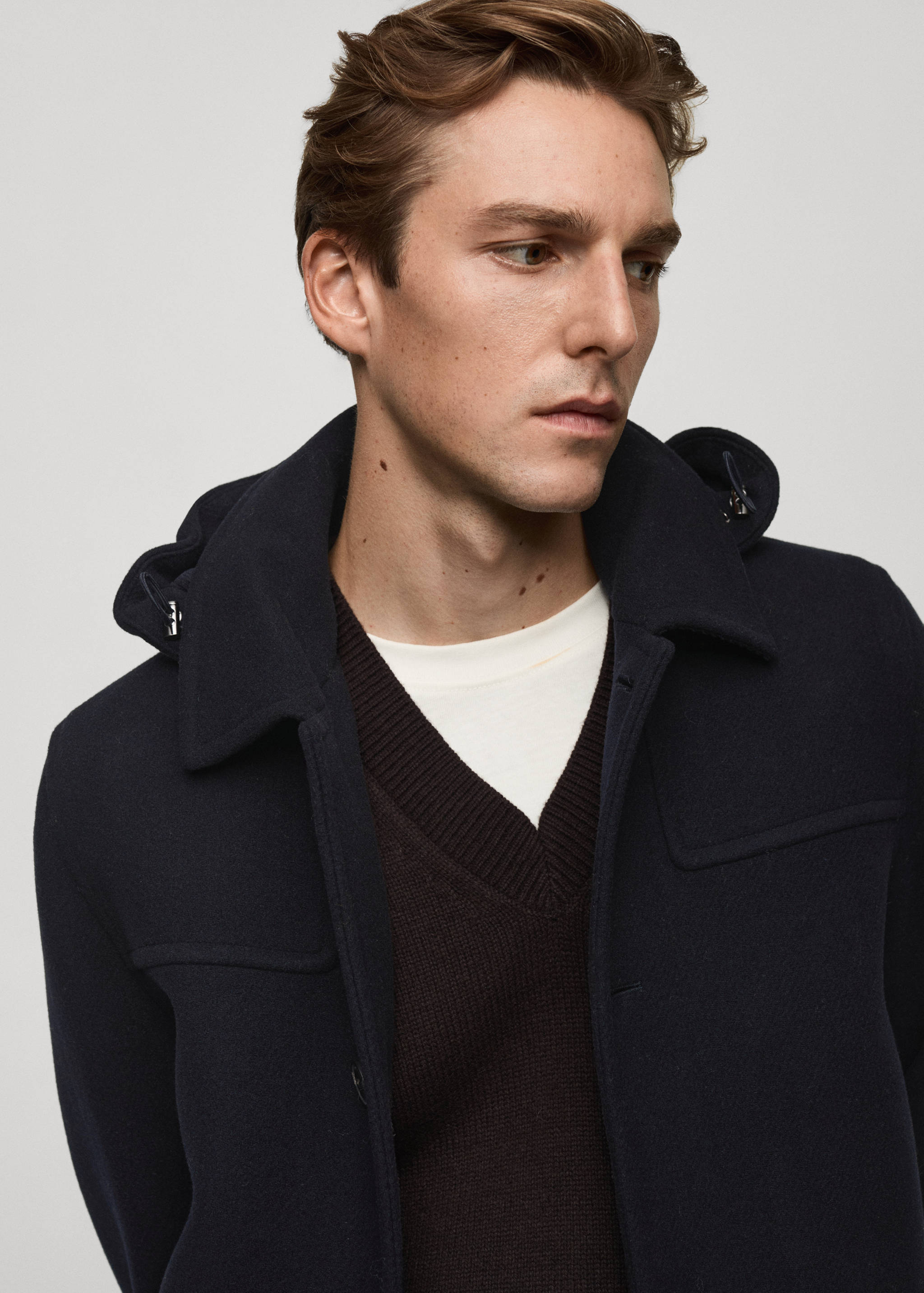 Detachable hood wool coat - Details of the article 1