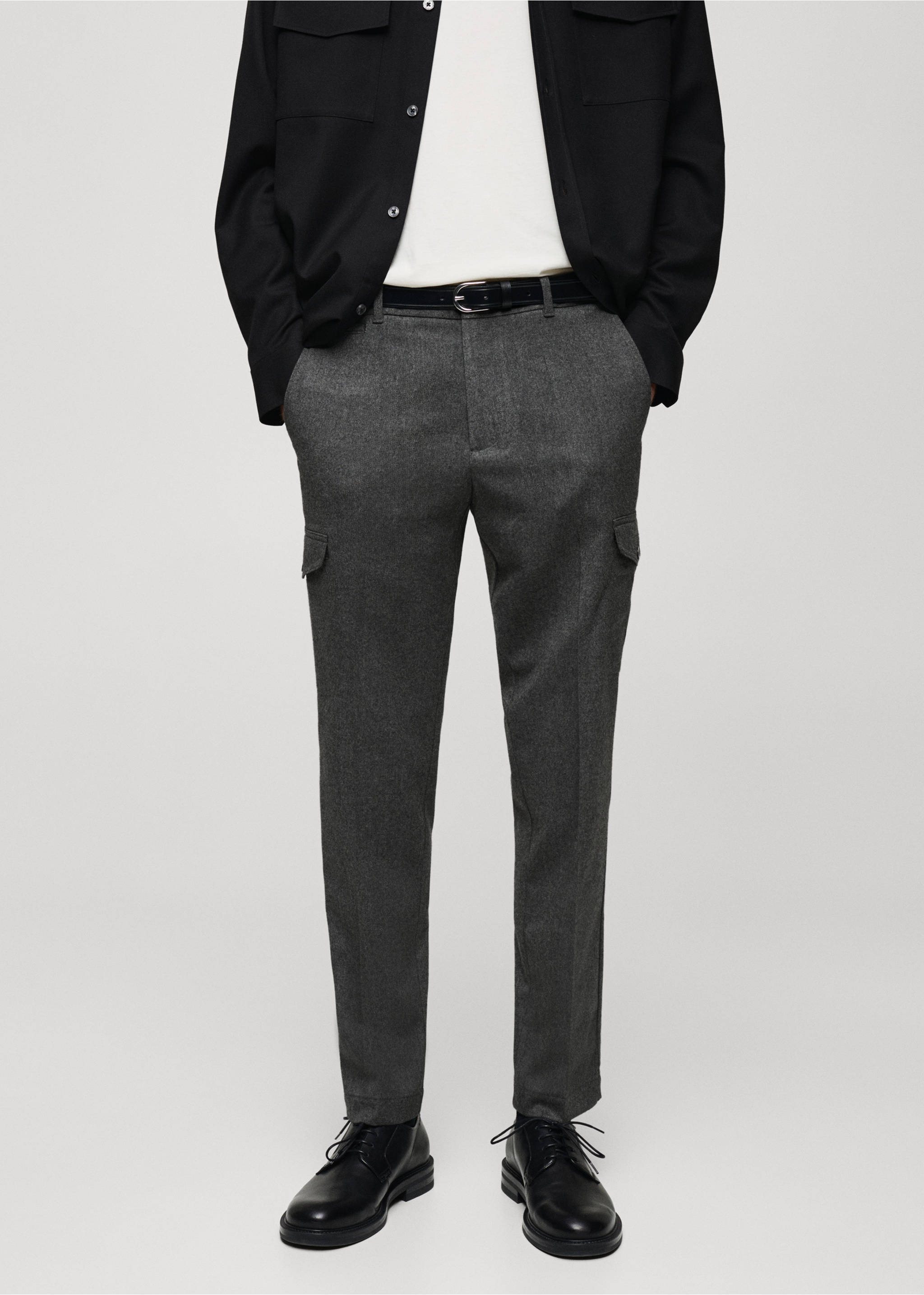 Pantalón cargo franela - Plano medio, Gris claro vigoré. Ref: 77027920-00.