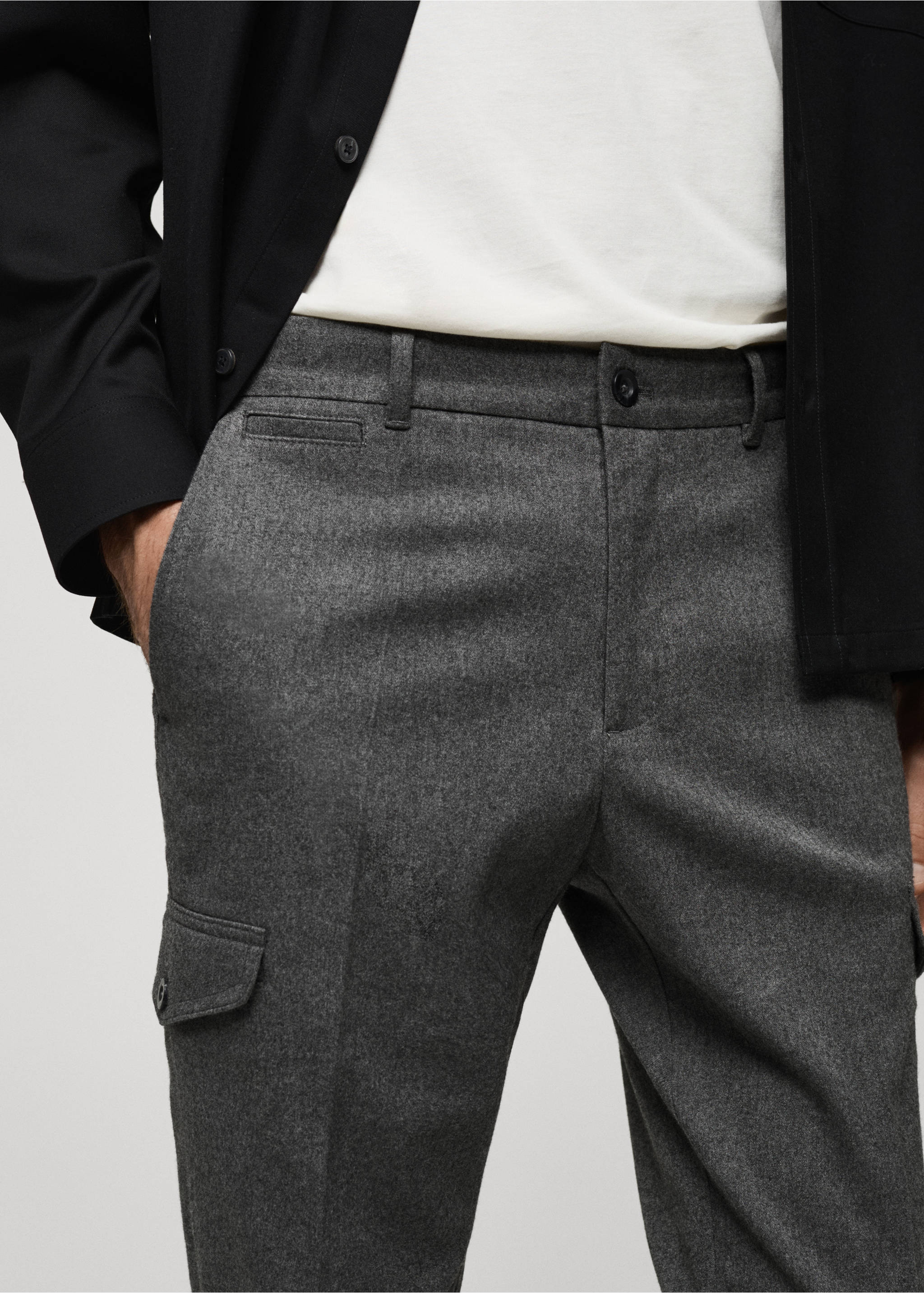 Pantalón cargo franela - Detalle del artículo 1, Gris claro vigoré. Ref: 77027920-00.