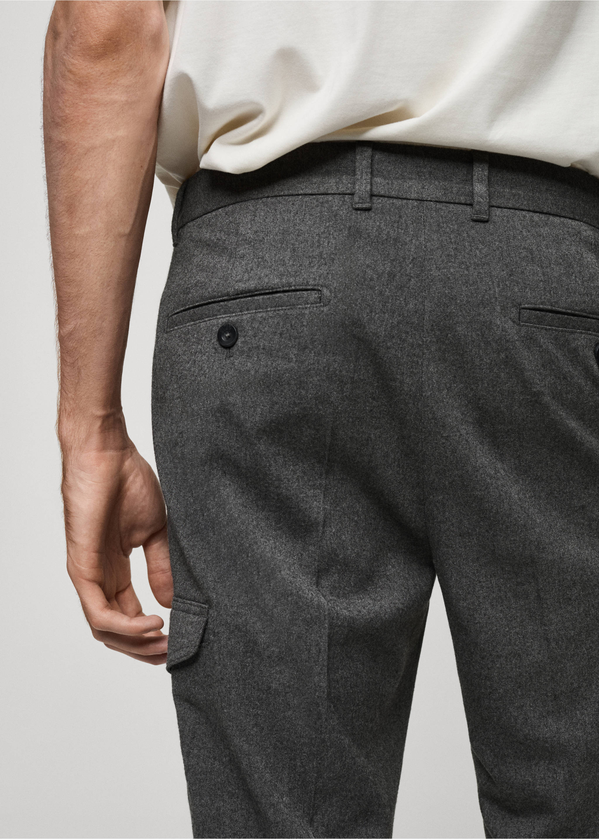 Pantalón cargo franela - Detalle del artículo 3, Gris claro vigoré. Ref: 77027920-00.