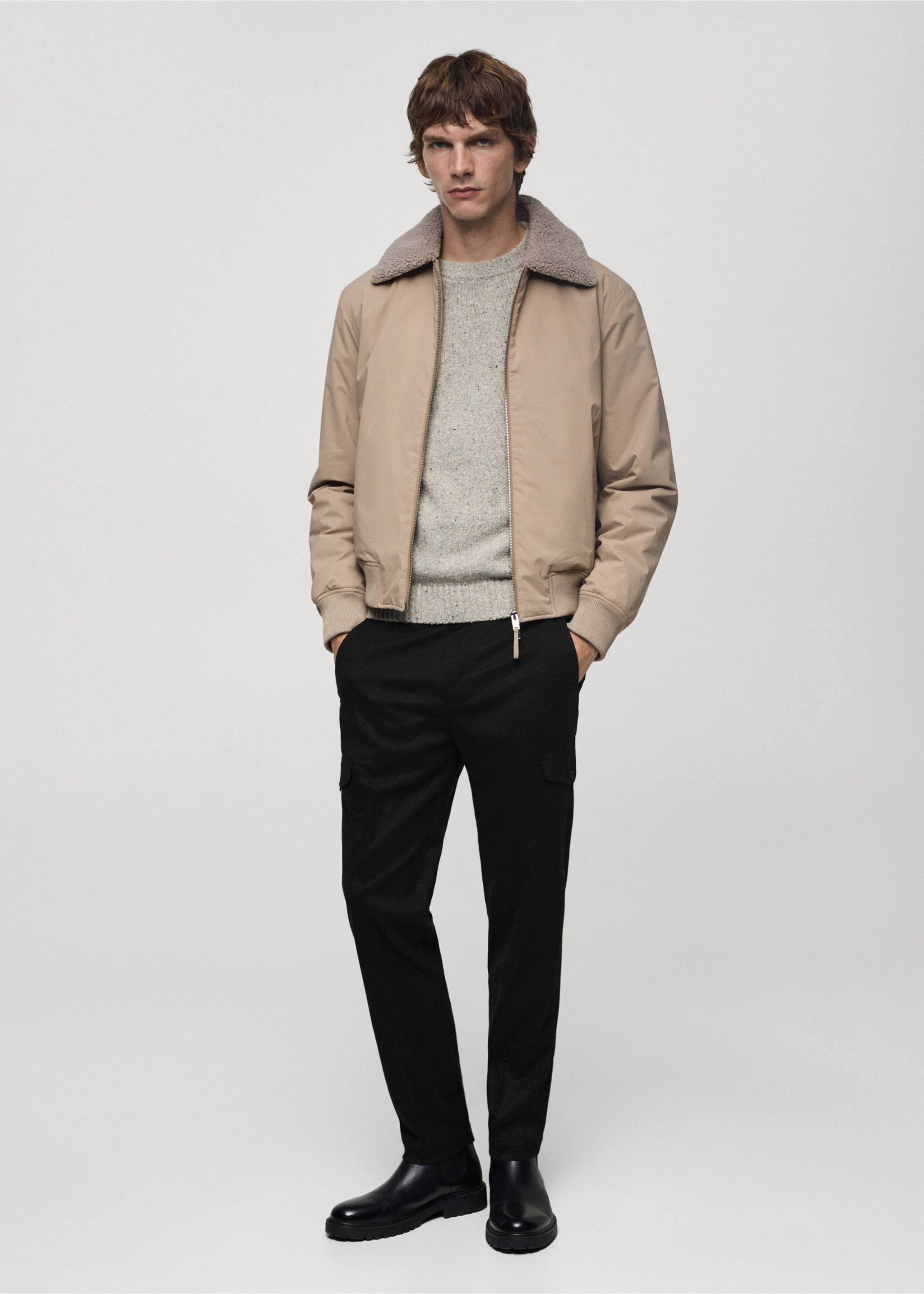 Flannel cargo trousers - General plane, Dark Heather Grey. Ref: 77027920-00.