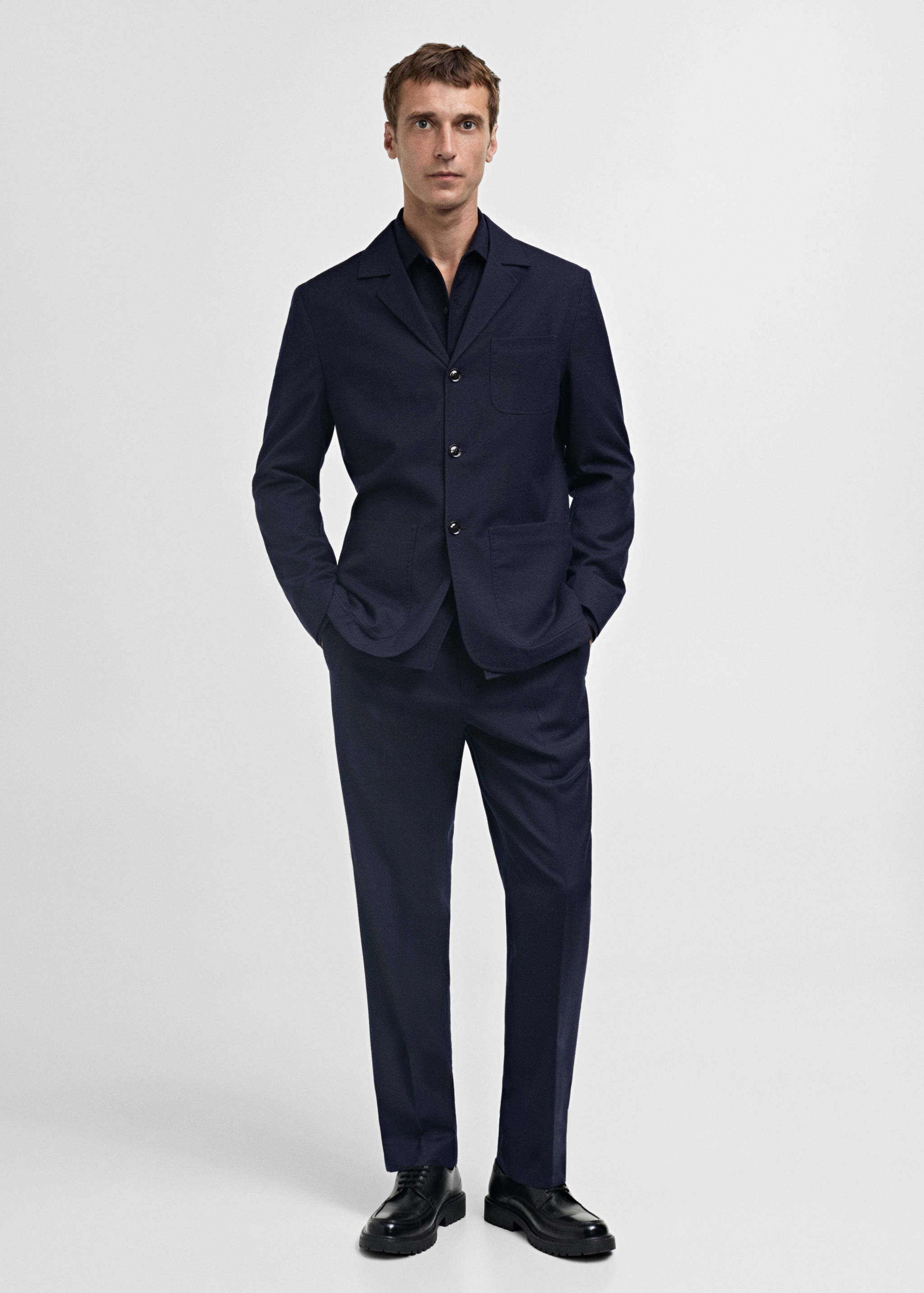 100% virgin wool flannel suit jacket - General plane